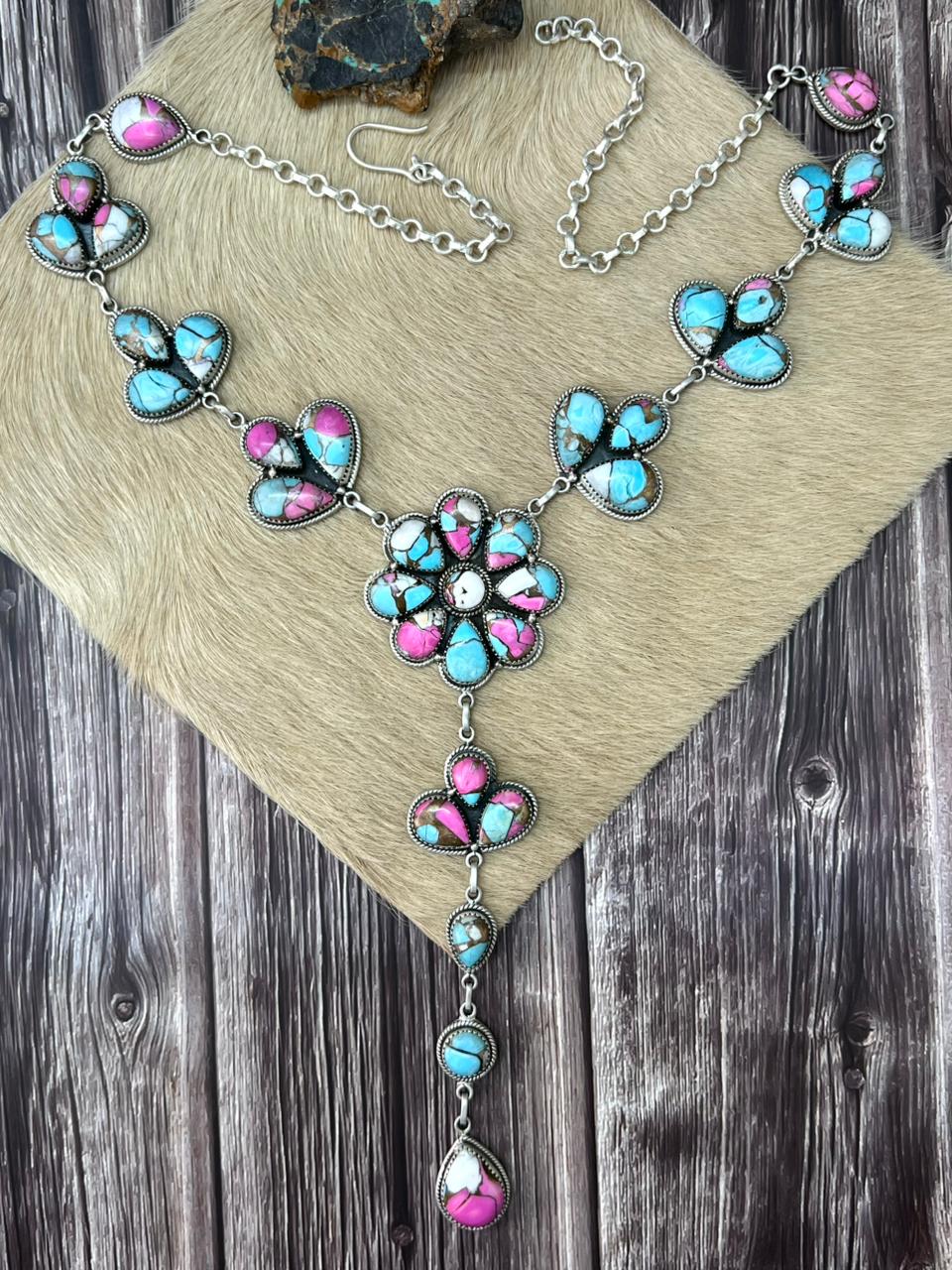 Handmade Sterling Silver Cotton Candy Necklace "Signed Nizhoni"