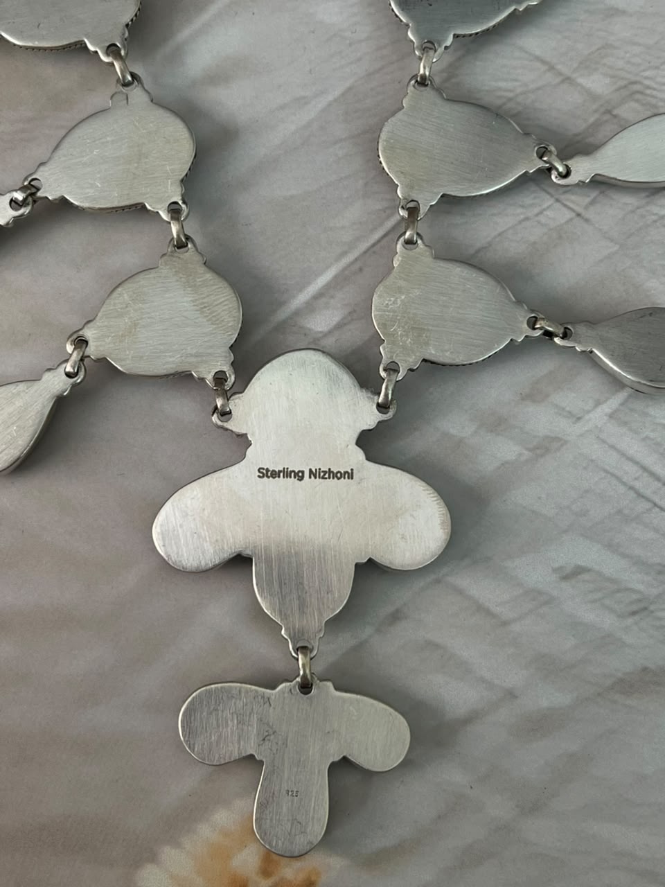 Handmade Sterling Silver Blackjack Turquoise Collection: Necklace Signed Nizhoni