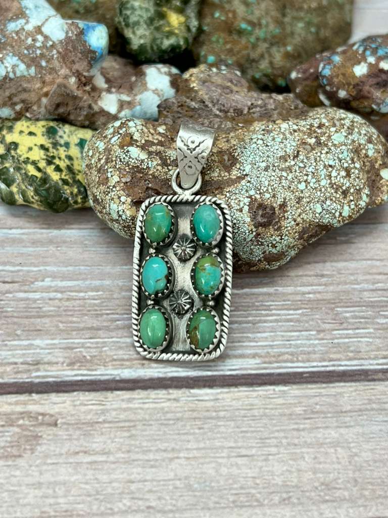 Handmade Sterling Silver Kingman Turquoise Pendant "Signed Nizhoni"
