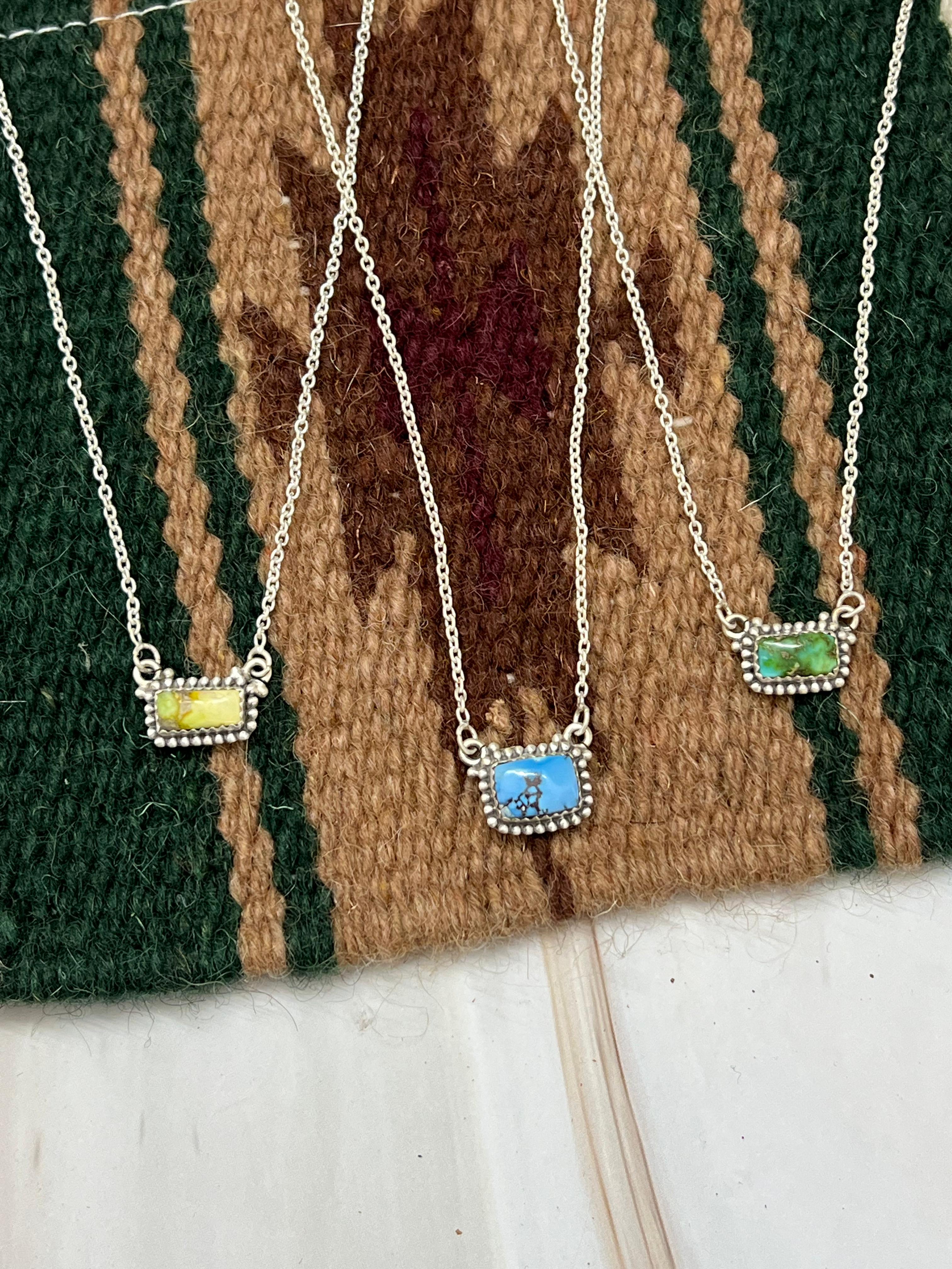 Handmade Sterling Silver Multi Stone Necklace with Signed Nizhoni