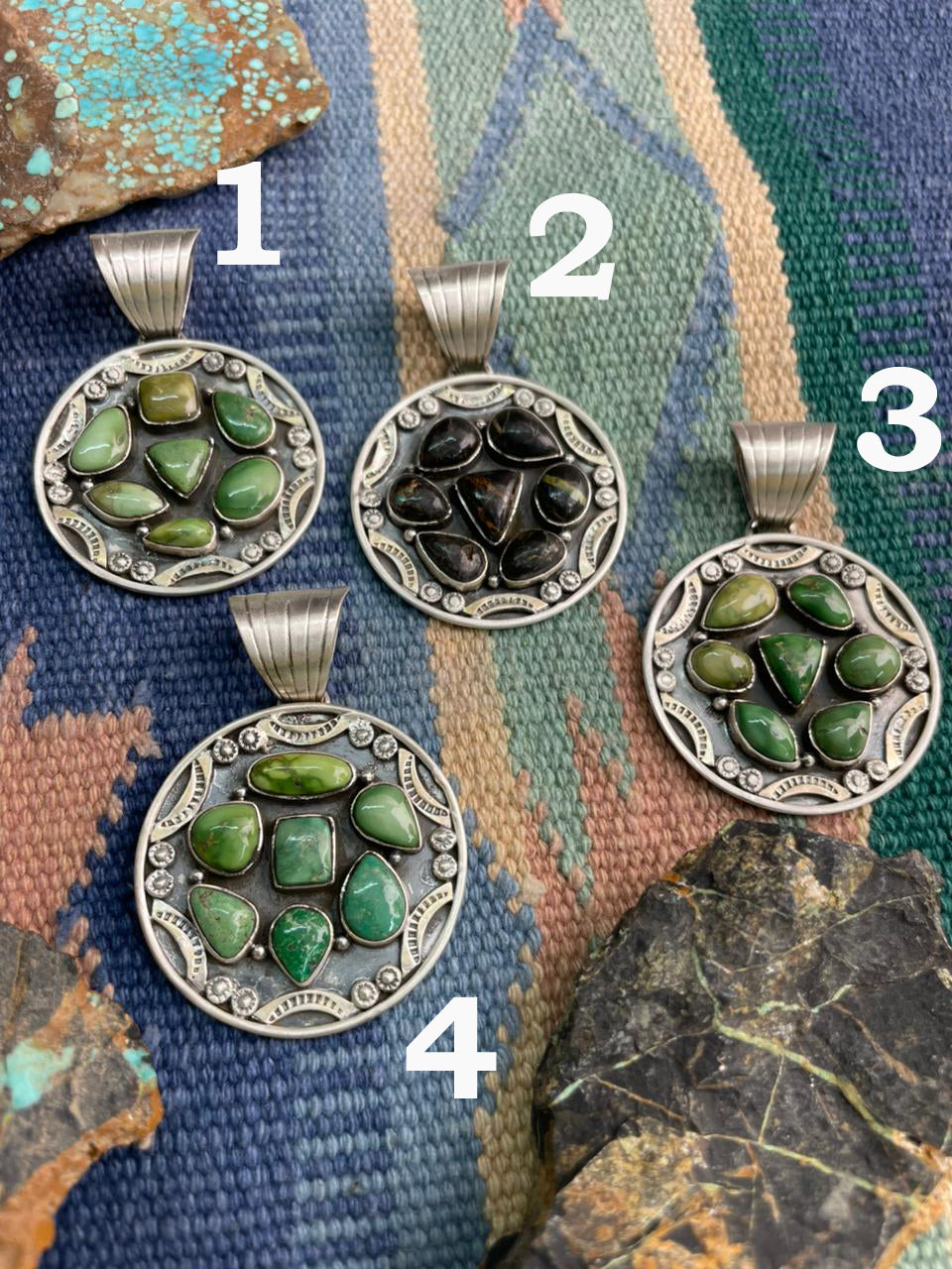 Handmade Sterling Silver Sonoran Mountain, Blackjack Turquoise Pendant "Signed Nizhoni"