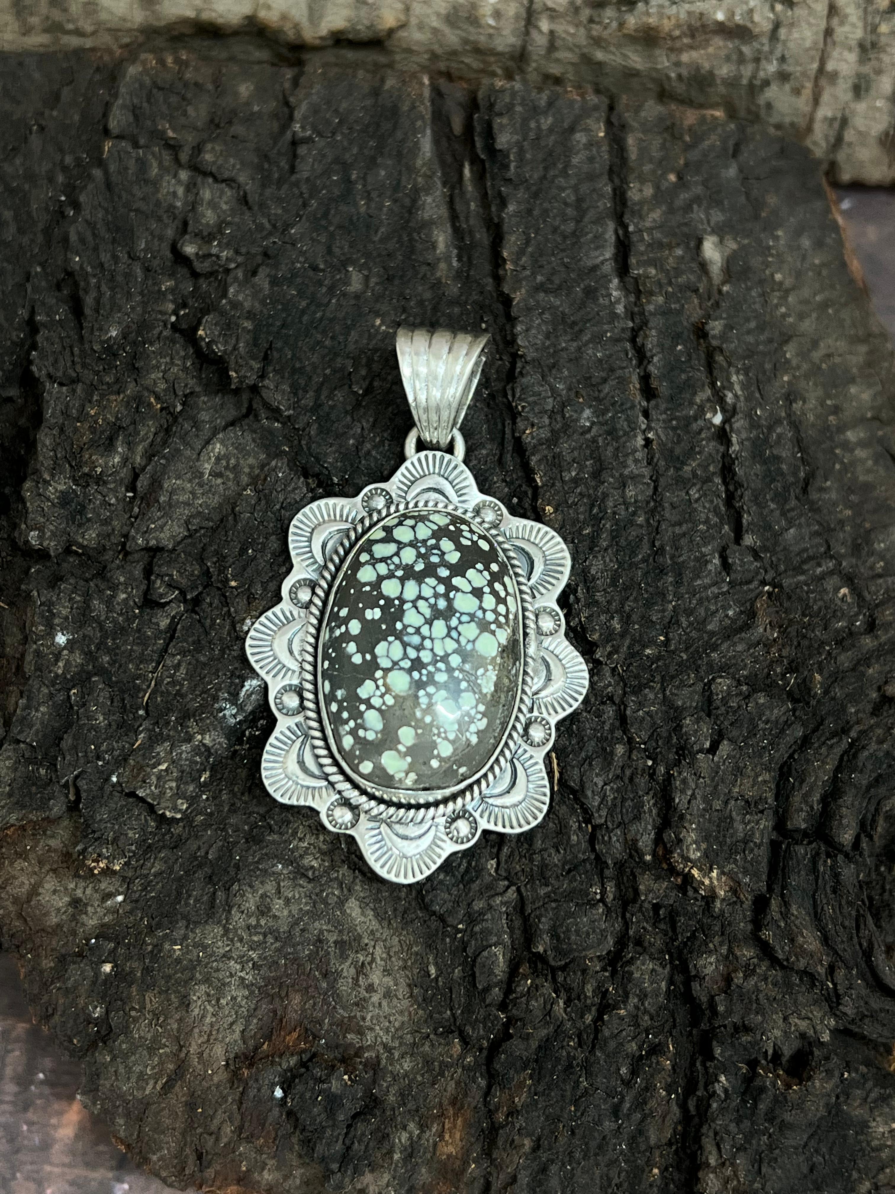 Handmade Sterling Silver Starfox Variscite Pendant Signed Nizhoni