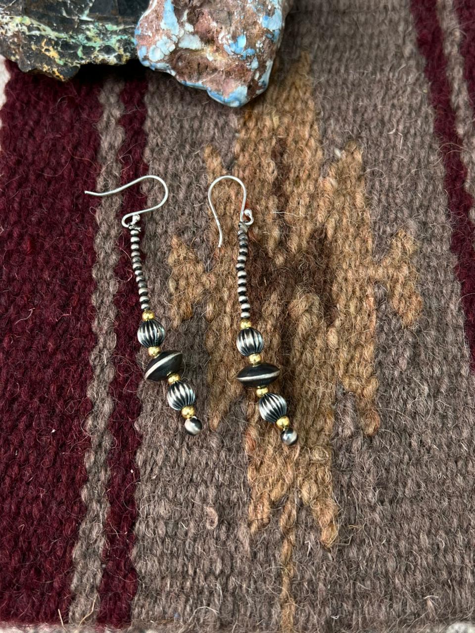 Handmade Sterling Silver Hook Dangle Beaded Earrings