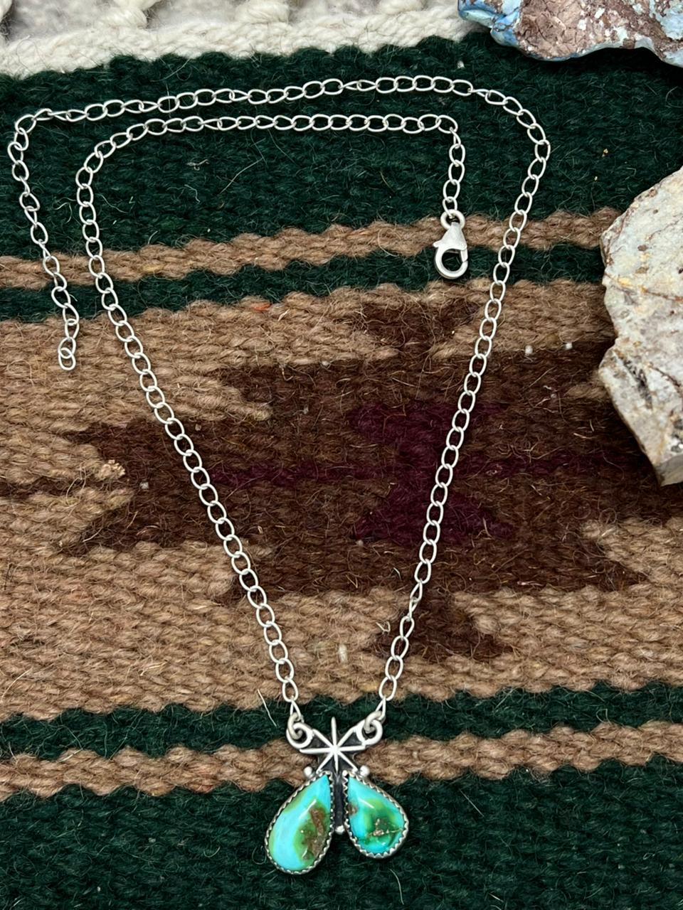 Handmade Sterling Silver Sonoran Mountain Turquoise Necklace "Signed Nizhoni"