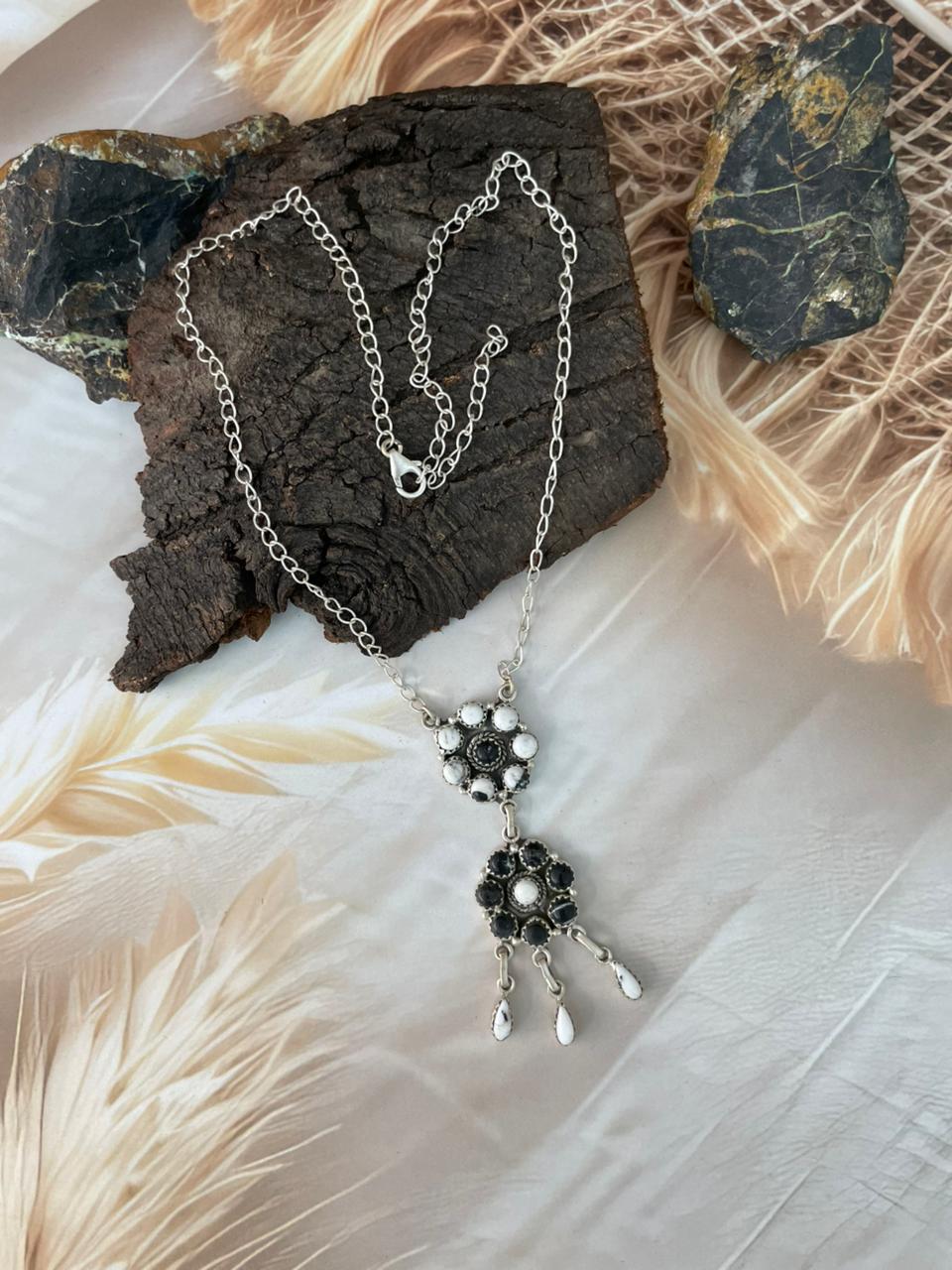 Handmade Sterling Silver White Buffalo Necklace "Signed Nizhoni"