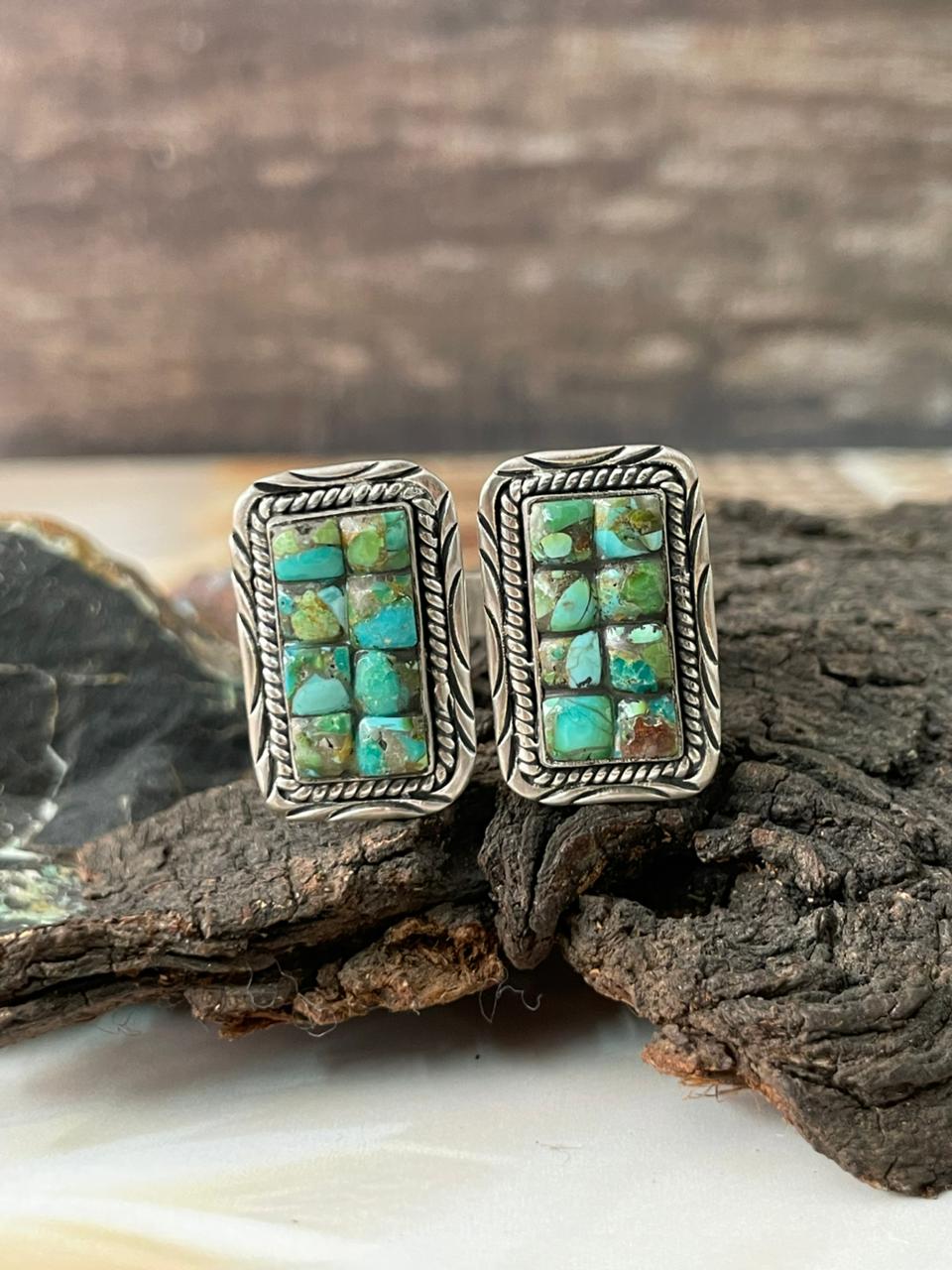 Handmade Sterling Silver Sonoran Cobble Collection: Sonoran Mountain Turquoise Adjustable Ring "Signed Nizhoni"