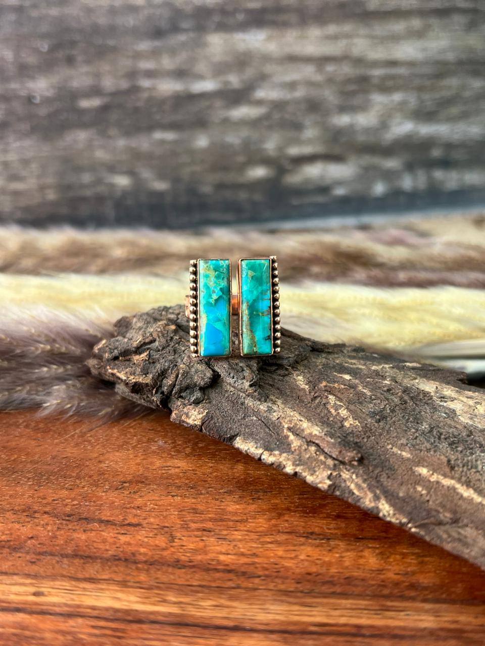 Handmade Copper Collection: Kingman Turquoise Adjustable Ring