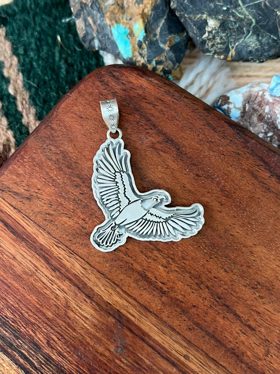 Handmade Sterling Silver Eagle Pendant "Signed Nizhoni"
