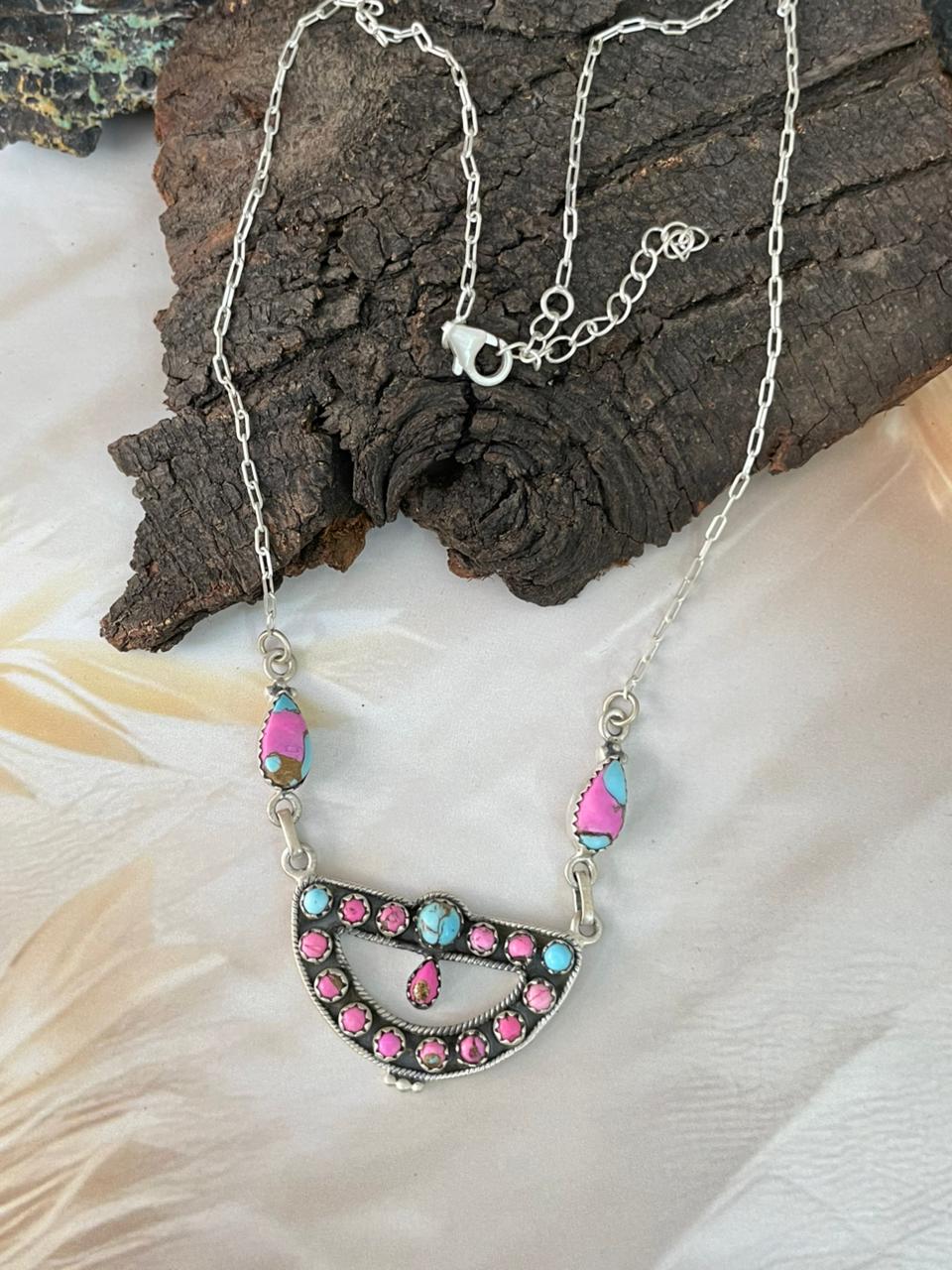 Handmade Sterling Silver Cotton Candy Necklace "Signed Nizhoni"