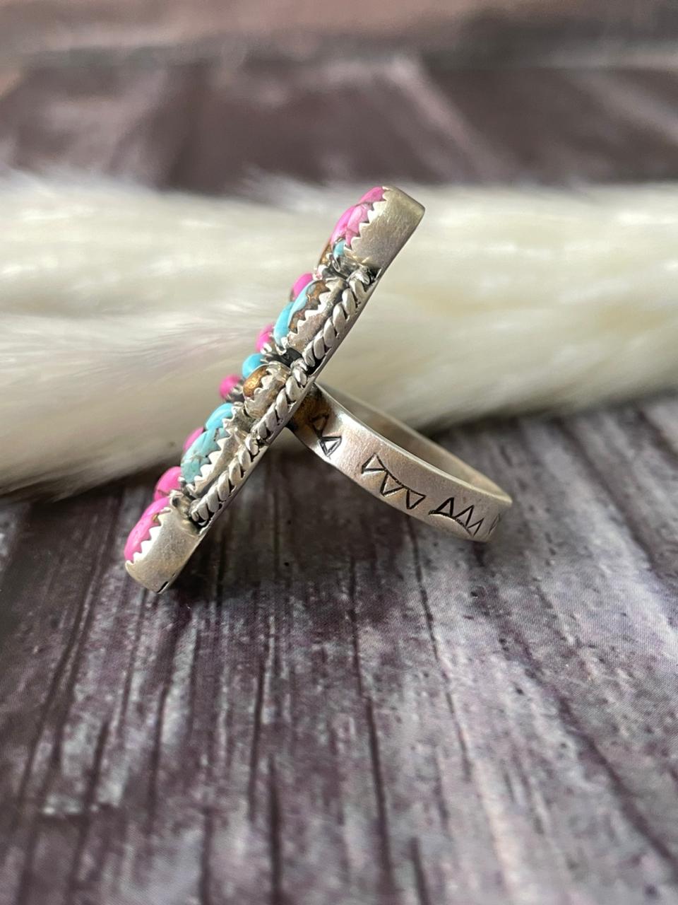 Handmade Sterling Silver Cotton Candy Adjustable Ring "Signed Nizhoni"