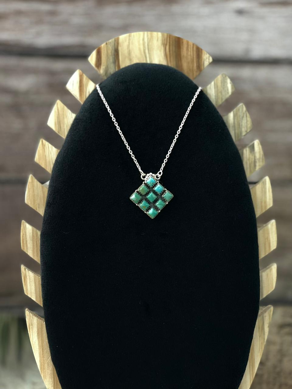 Handmade Sterling Silver Kingman Turquoise Necklace "Signed Nizhoni"