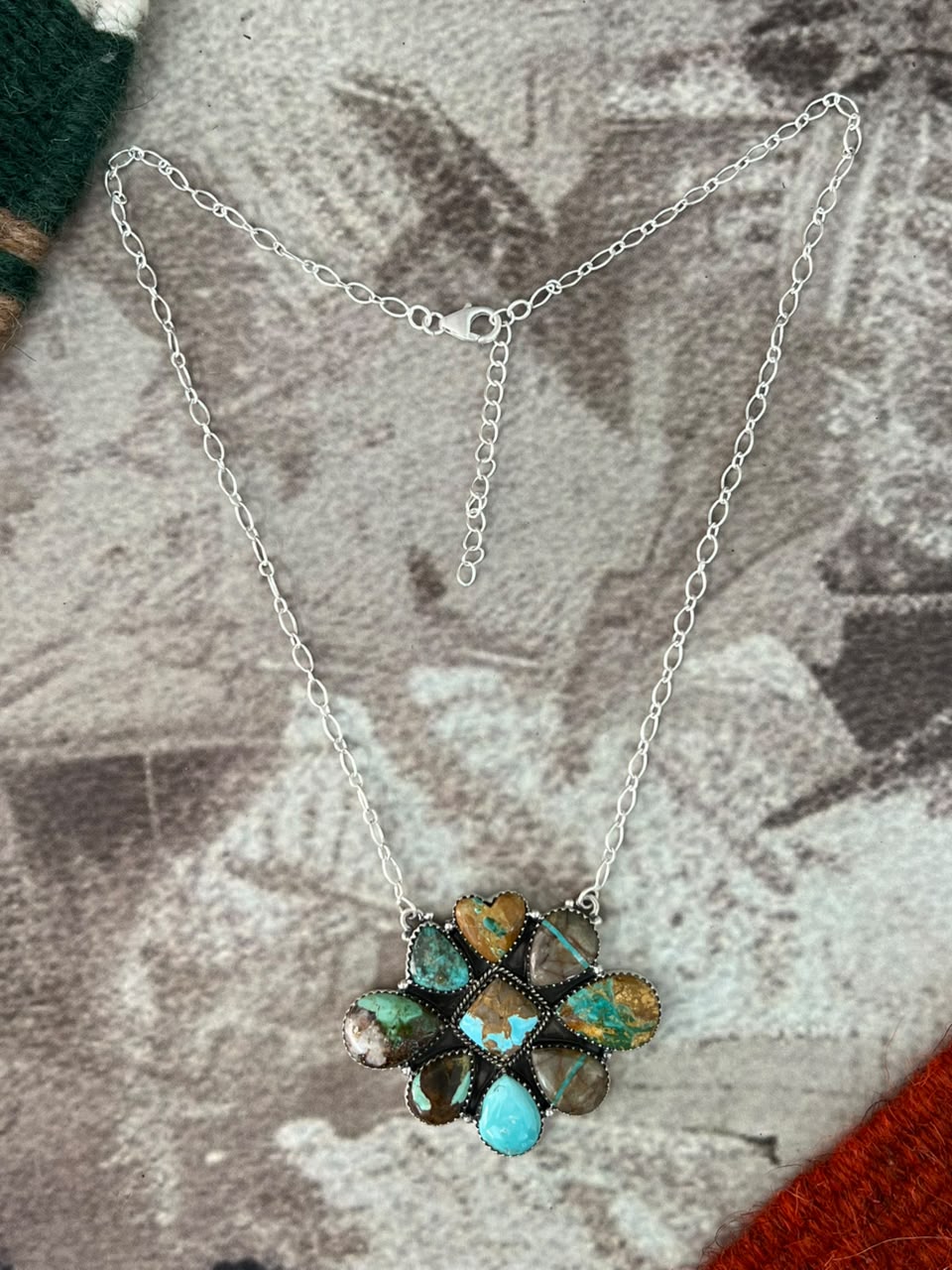 Handmade Sterling Silver Royston Turquoise Necklace Signed Nizhoni