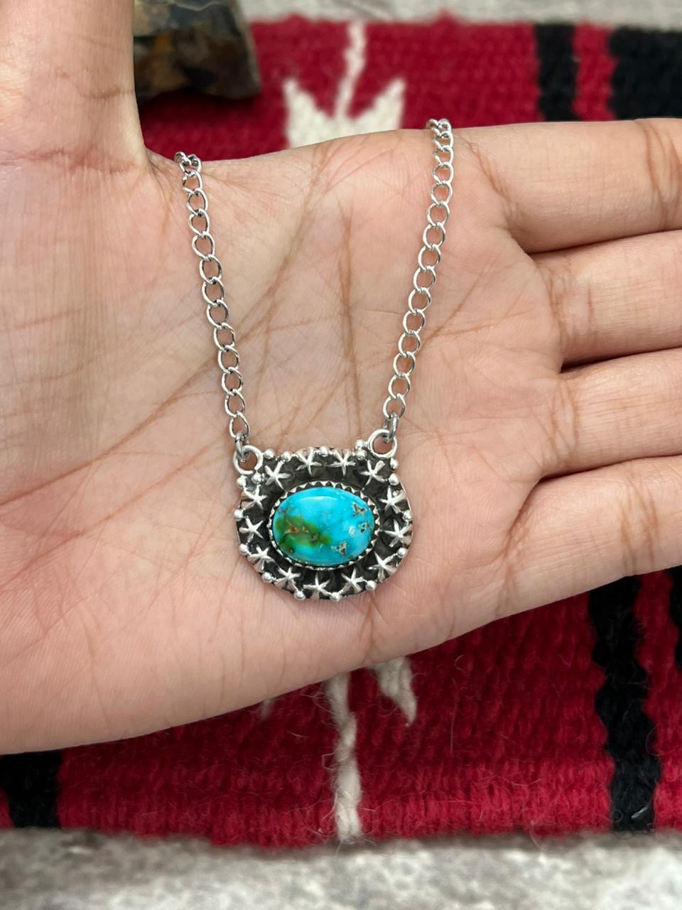 Handmade Sterling Silver Sonoran Mountain Turquoise Necklace "Signed Nizhoni"