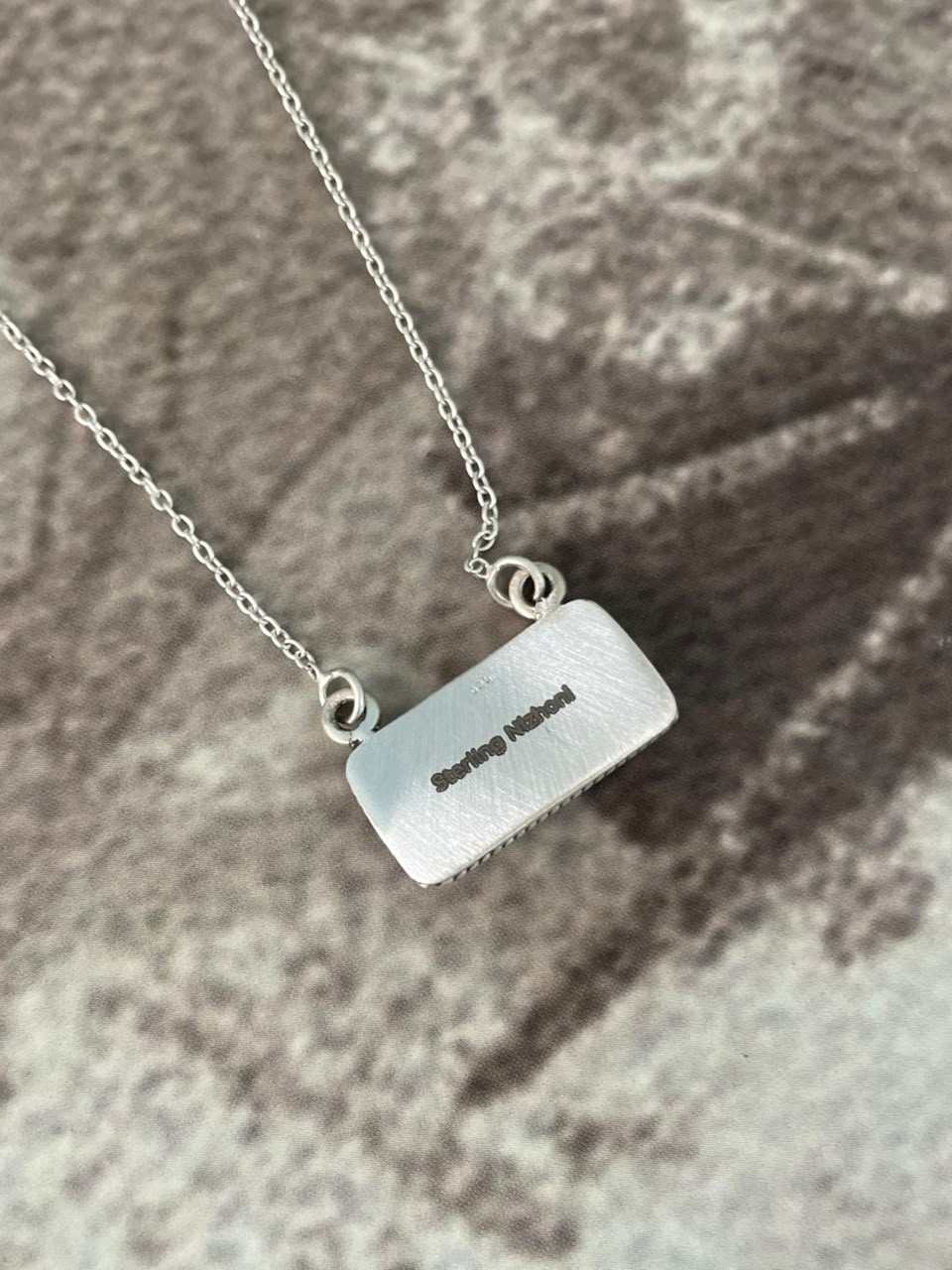 Handmade Sterling Silver Number 8 Turquoise Collection: Necklace Signed Nizhoni