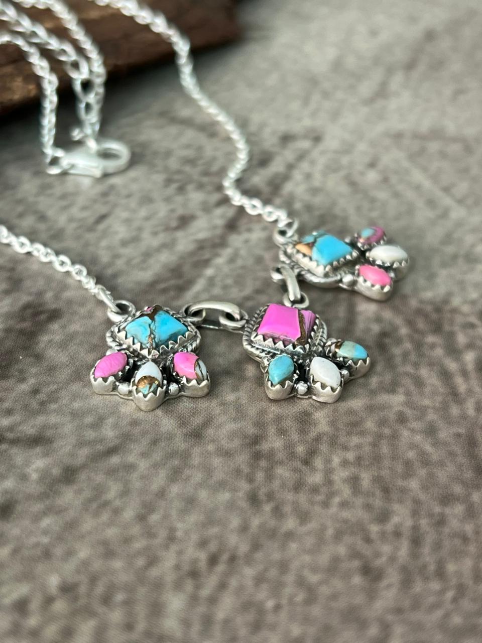 Handmade Sterling Silver Cotton Candy Necklace "Signed Nizhoni"