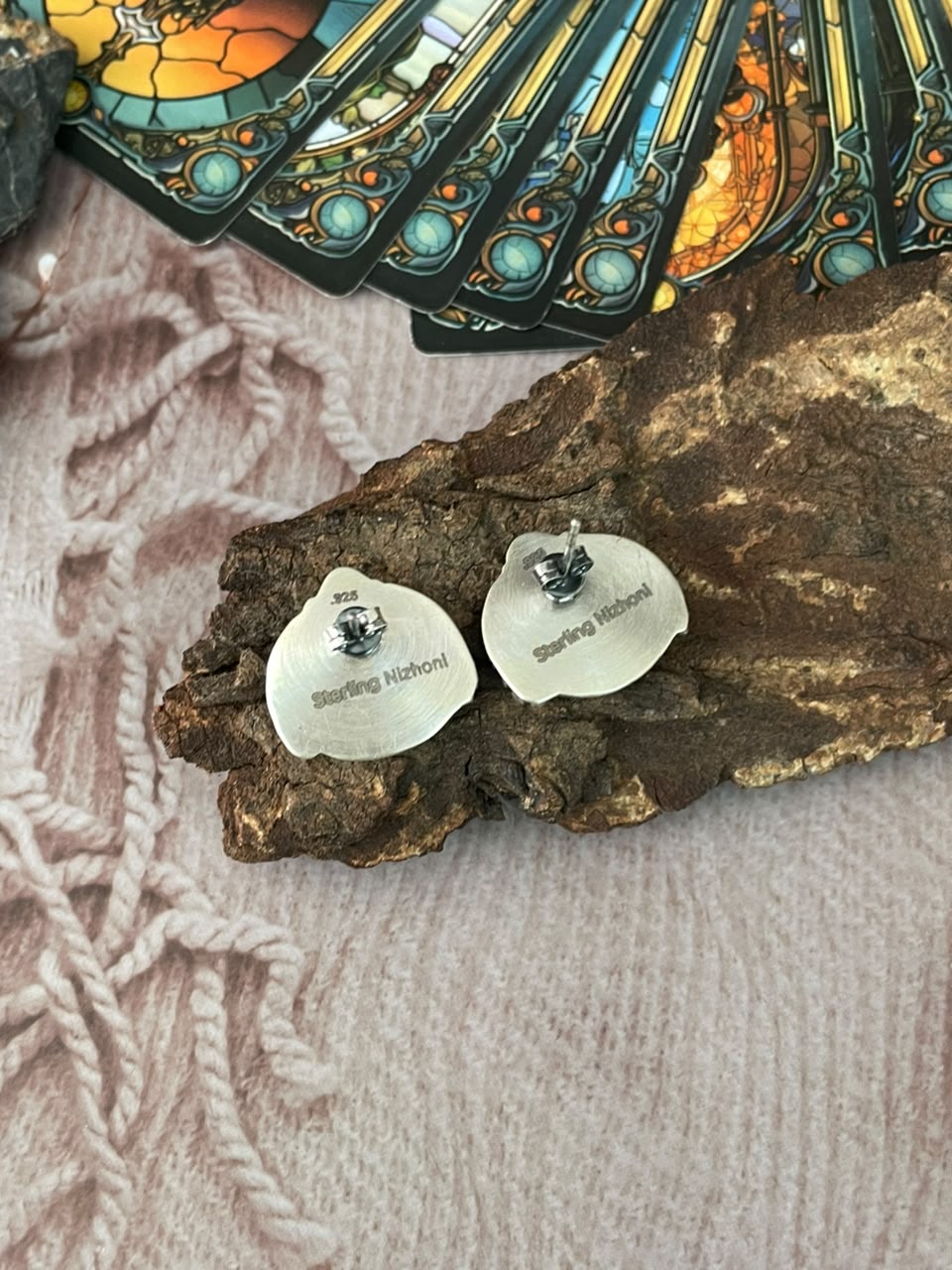 Handmade Sterling Silver Halloween Collection: Post Studs Earrings Signed Nizhoni