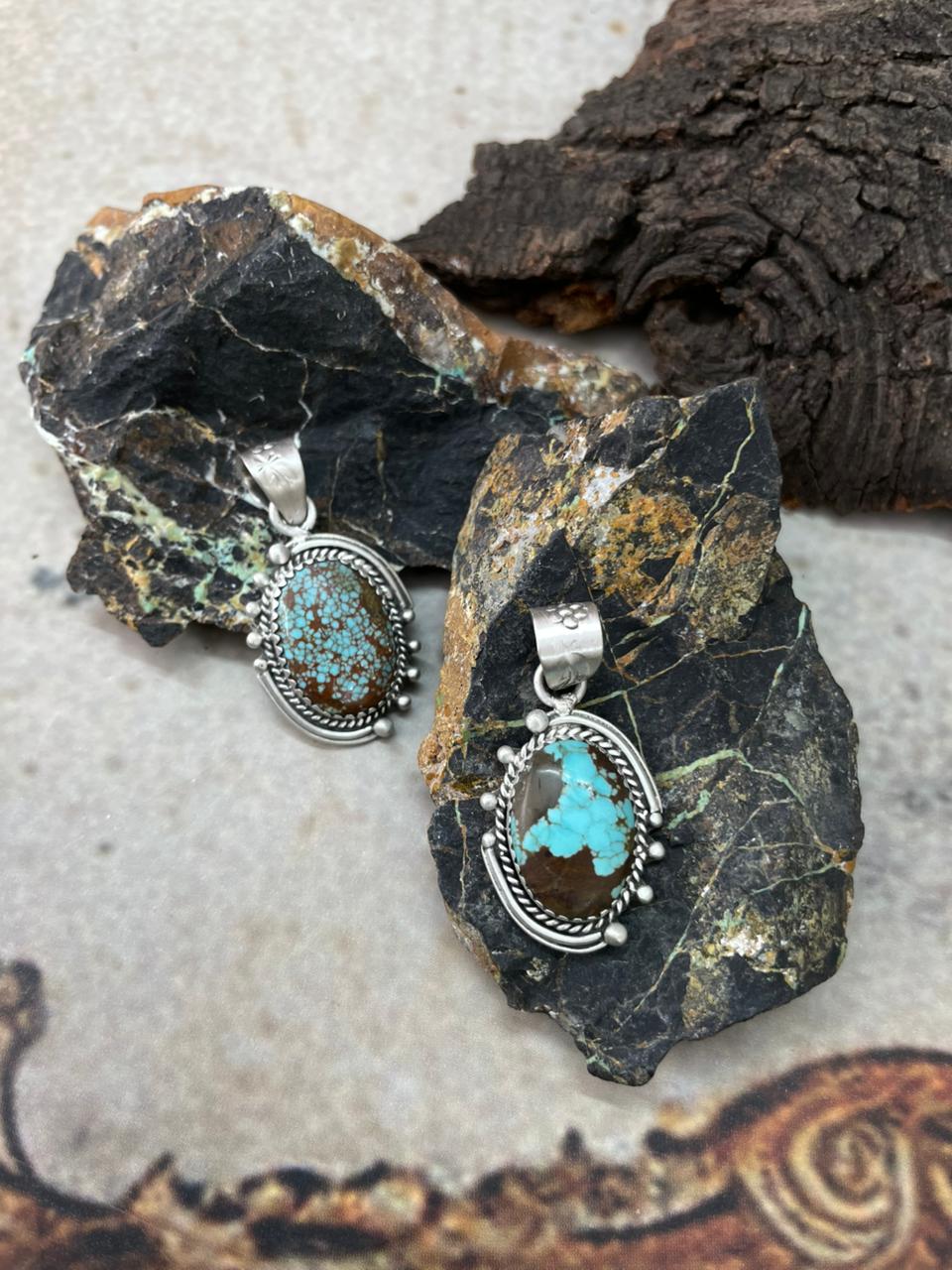 Handmade Sterling Silver Number 8 Turquoise Pendant "Signed Nizhoni"