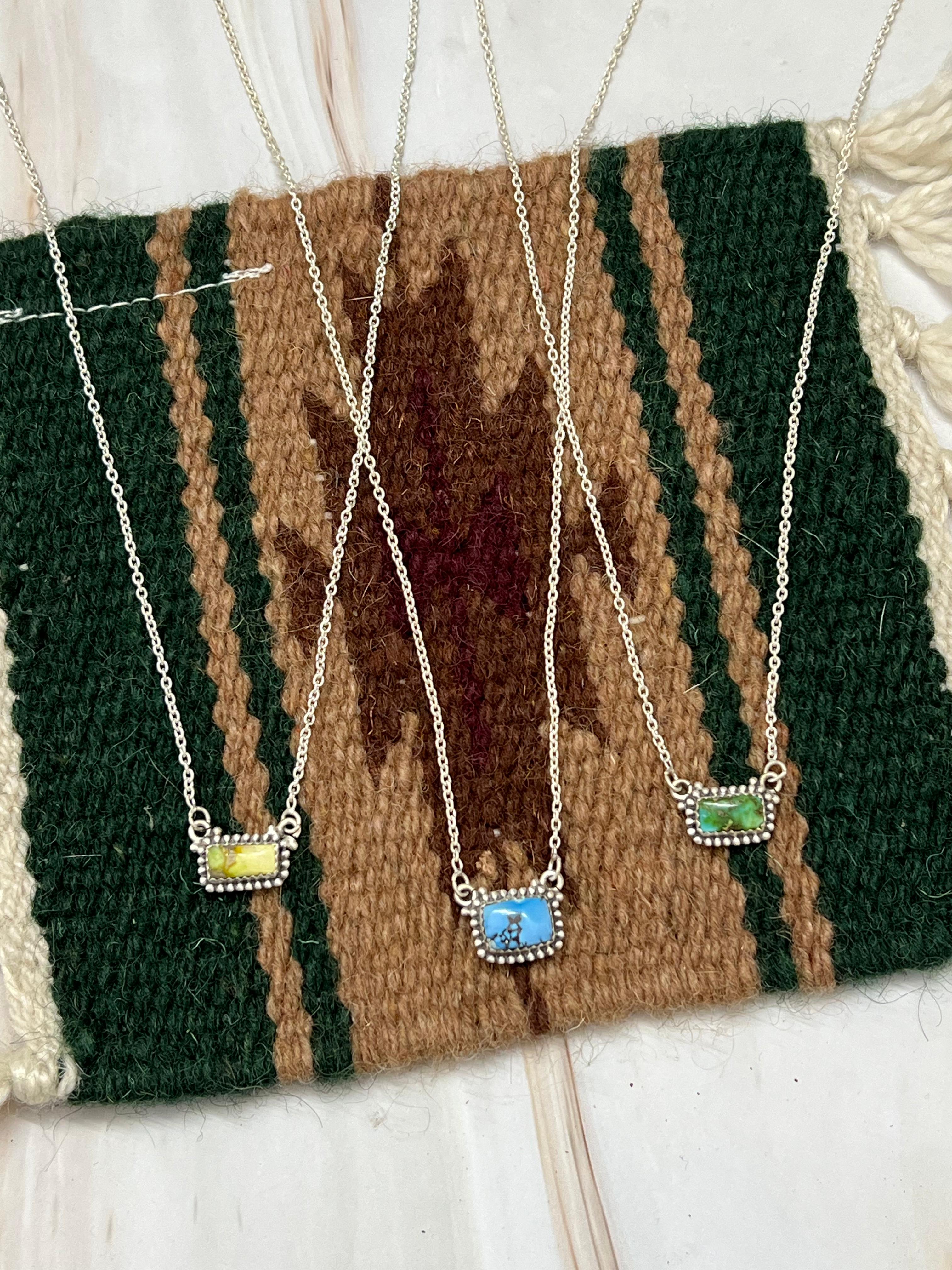 Handmade Sterling Silver Multi Stone Necklace with Signed Nizhoni