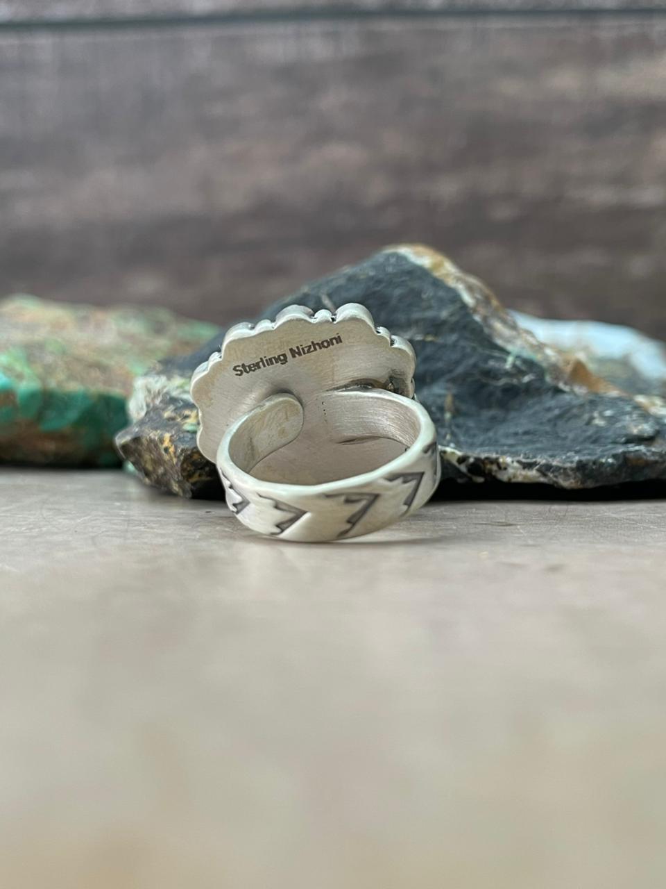 Handmade Sterling Silver Wildhorse Magnesite Adjustable Ring "Signed Nizhoni"