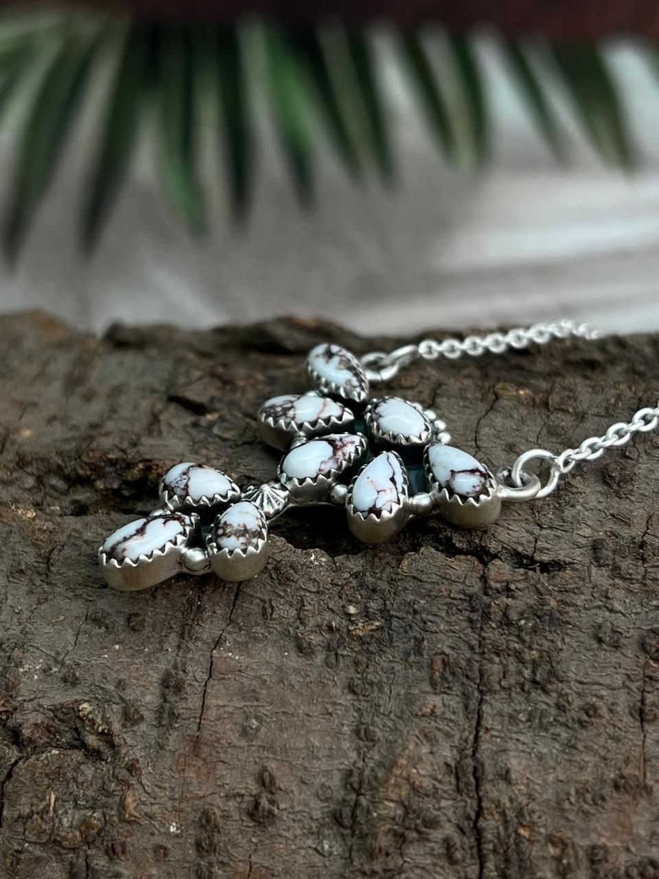 Handmade Sterling Silver Wildhorse Magnesite Necklace "Signed Nizhoni"