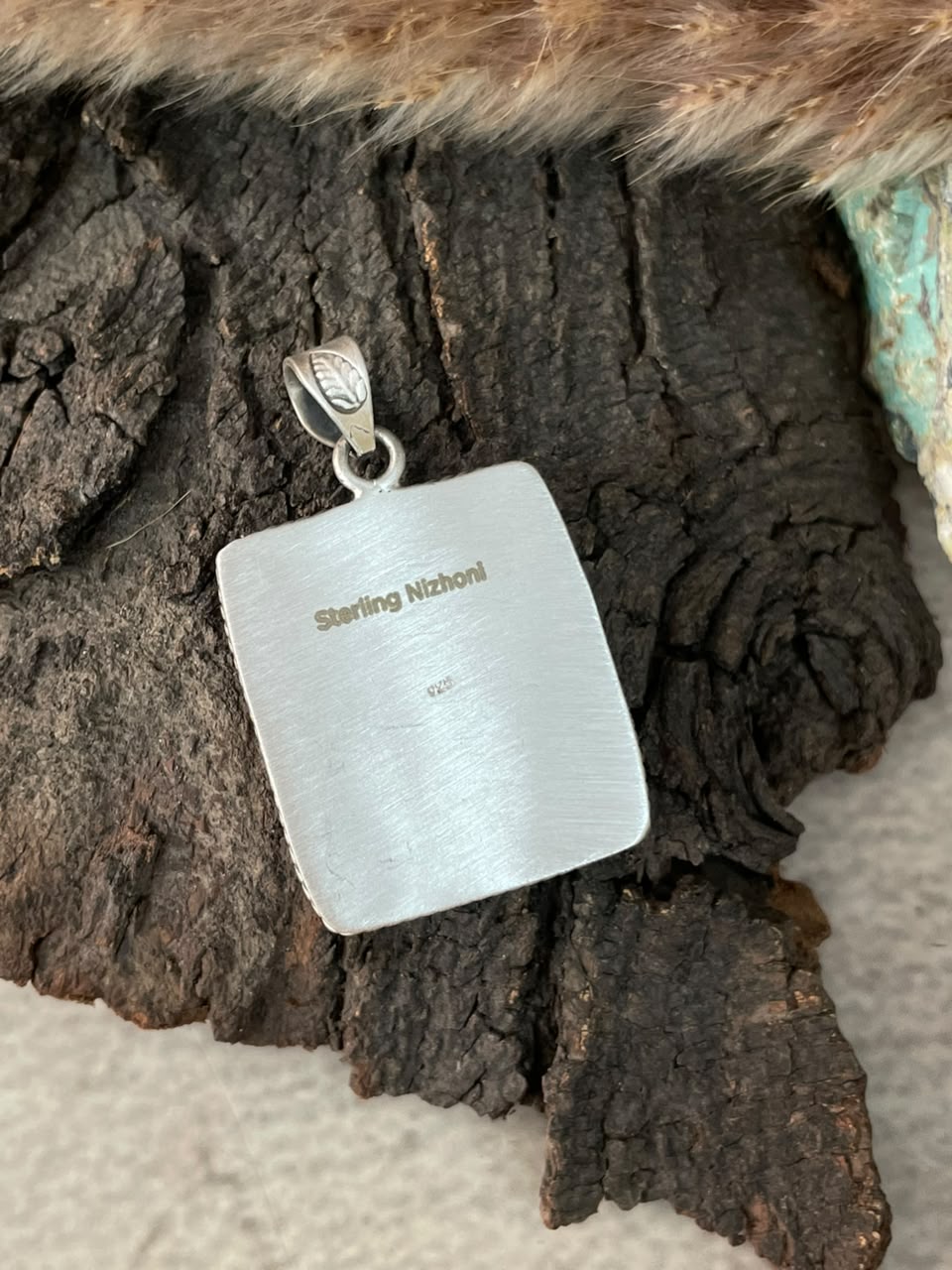 Handmade Sterling Silver Orange Mojave Pendant Signed Nizhoni