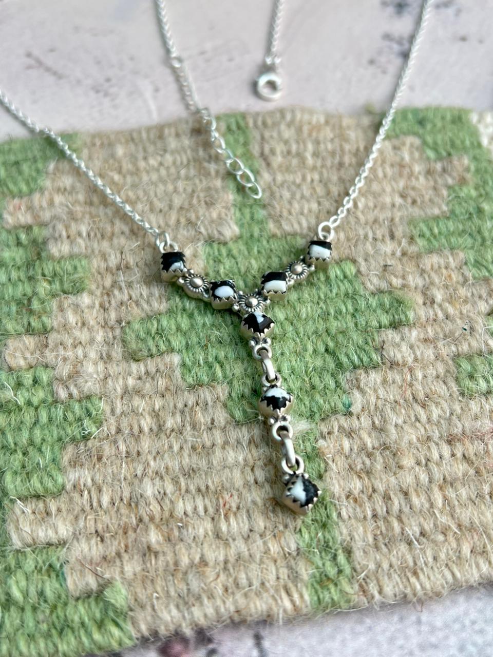 Handmade Sterling Silver White Buffalo Turquoise Necklace "Signed Nizhoni"