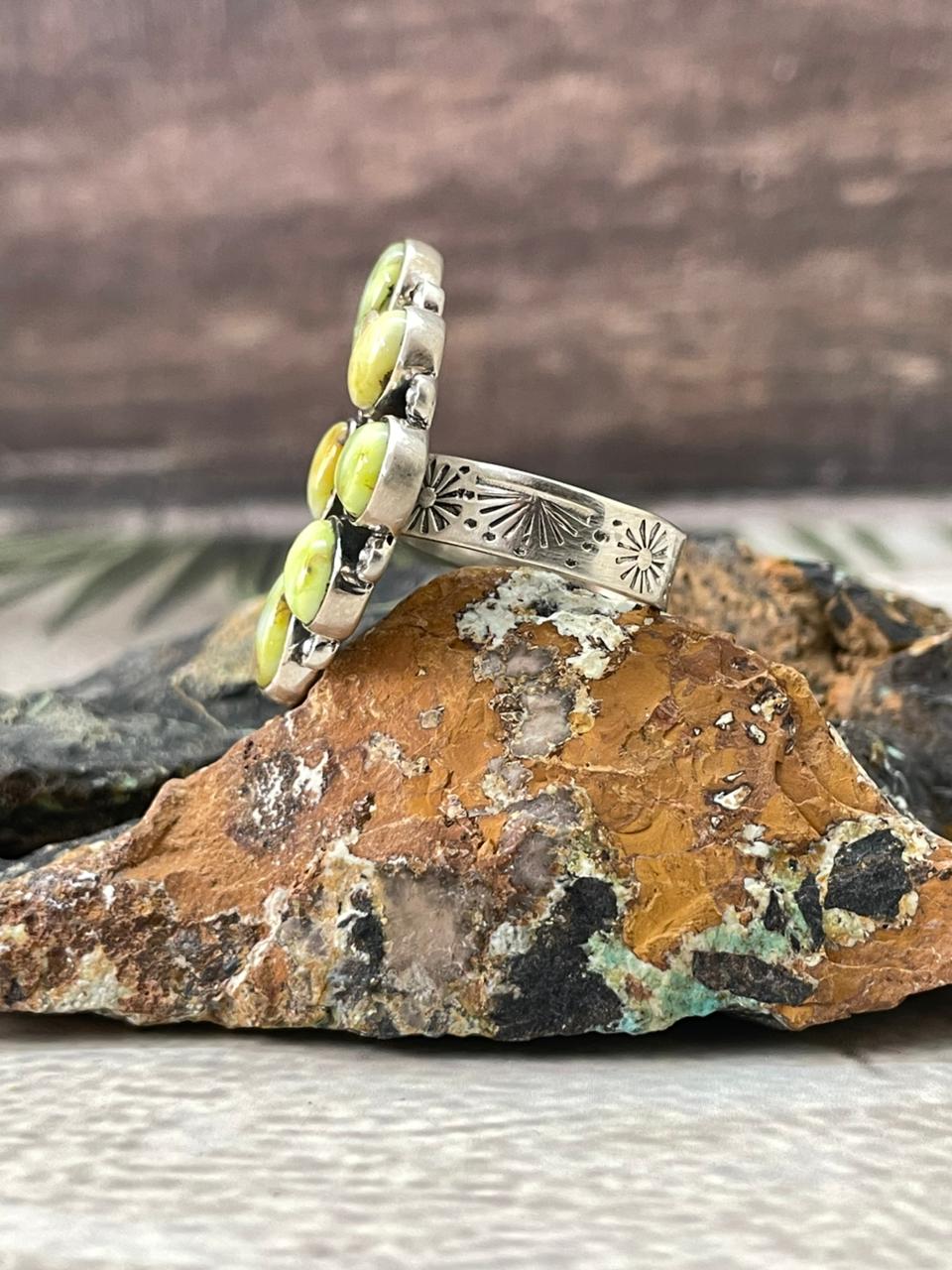 Handmade Sterling Silver Palomino Turquoise Adjustable Ring "Signed Nizhoni"