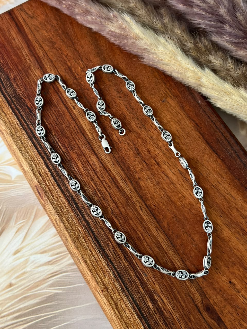 Handmade Sterling Silver Floral Necklace