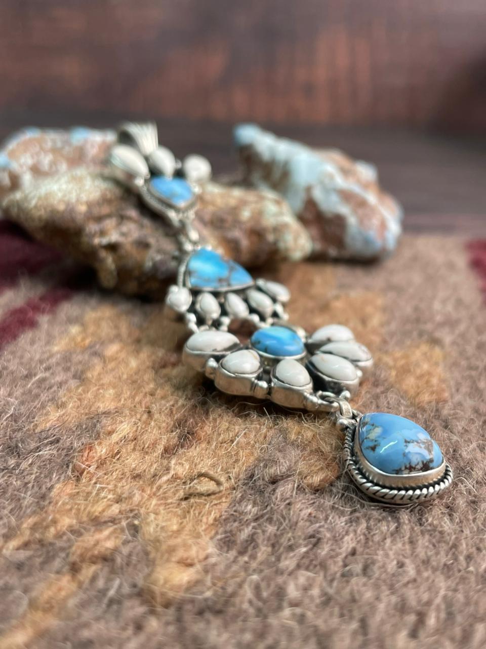 Handmade Sterling Silver Golden Hills with White Collection Pendant "Signed Nizhoni"