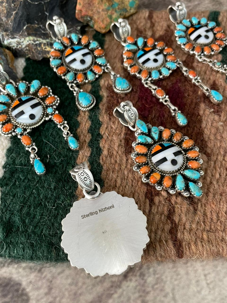 Handmade Sterling Silver Turquoise and MOP Pendant "Signed Nizhoni"