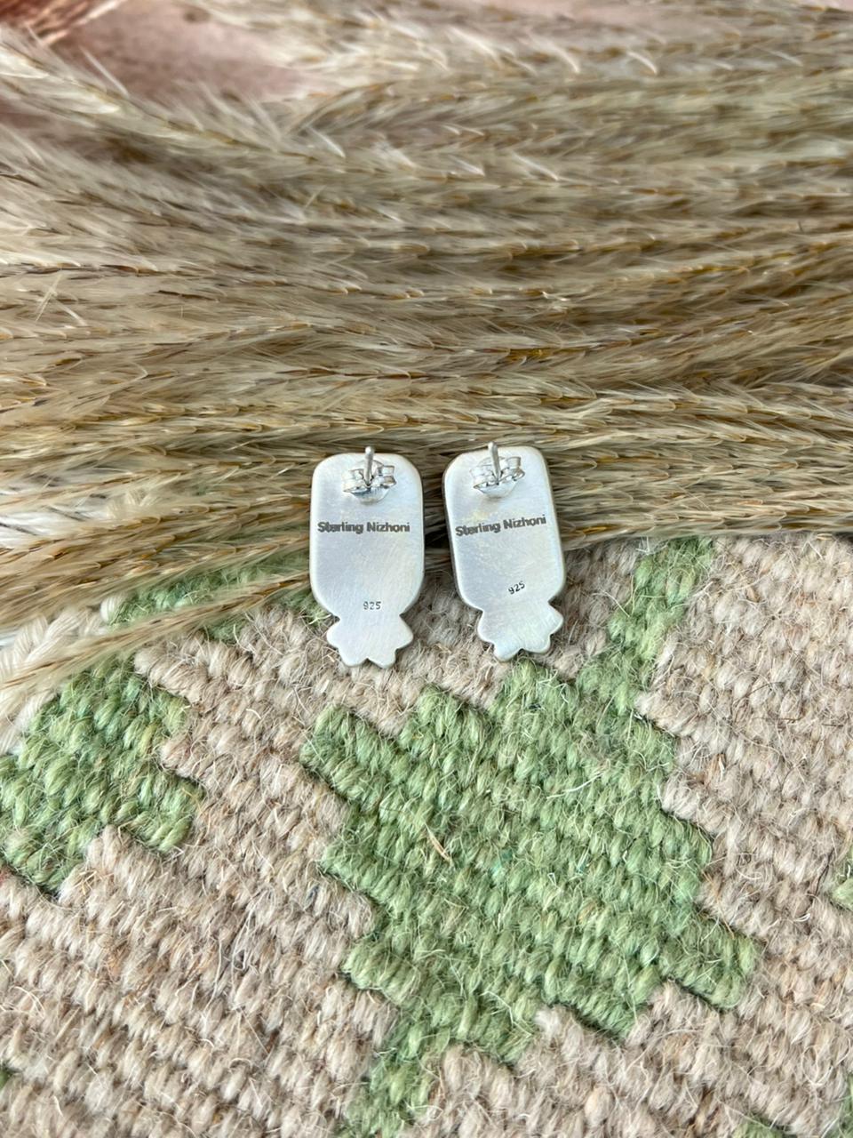 Handmade Sterling Silver Cotton Candy Post Studs Earrings "Signed Nizhoni"
