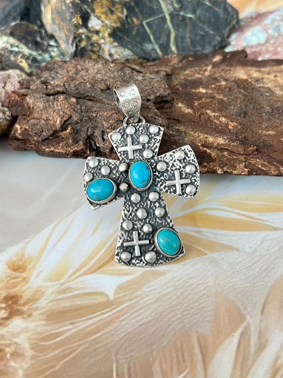 Handmade Sterling Silver Golden Hills Turquoise Pendant "Signed Nizhoni"