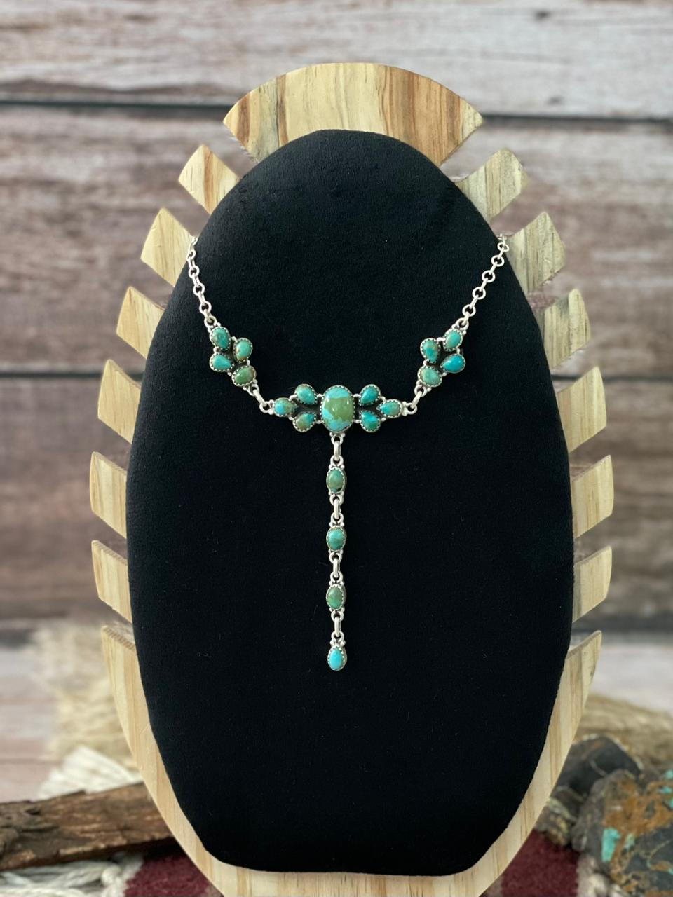 Handmade Sterling Silver Kingman Turquoise Necklace "Signed Nizhoni"