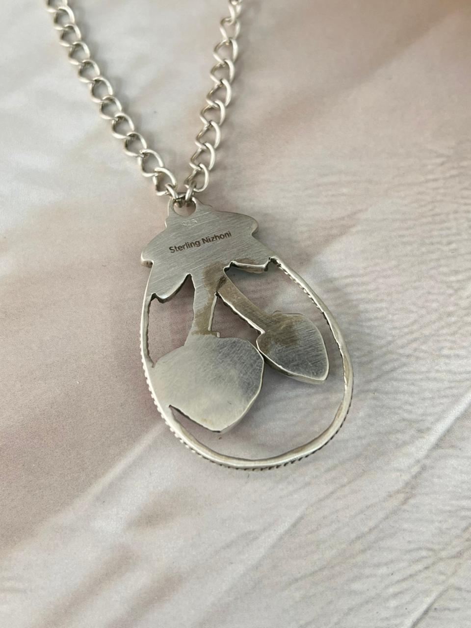 Handmade Sterling Silver Multi Stone Cherry Necklace "Signed Nizhoni"