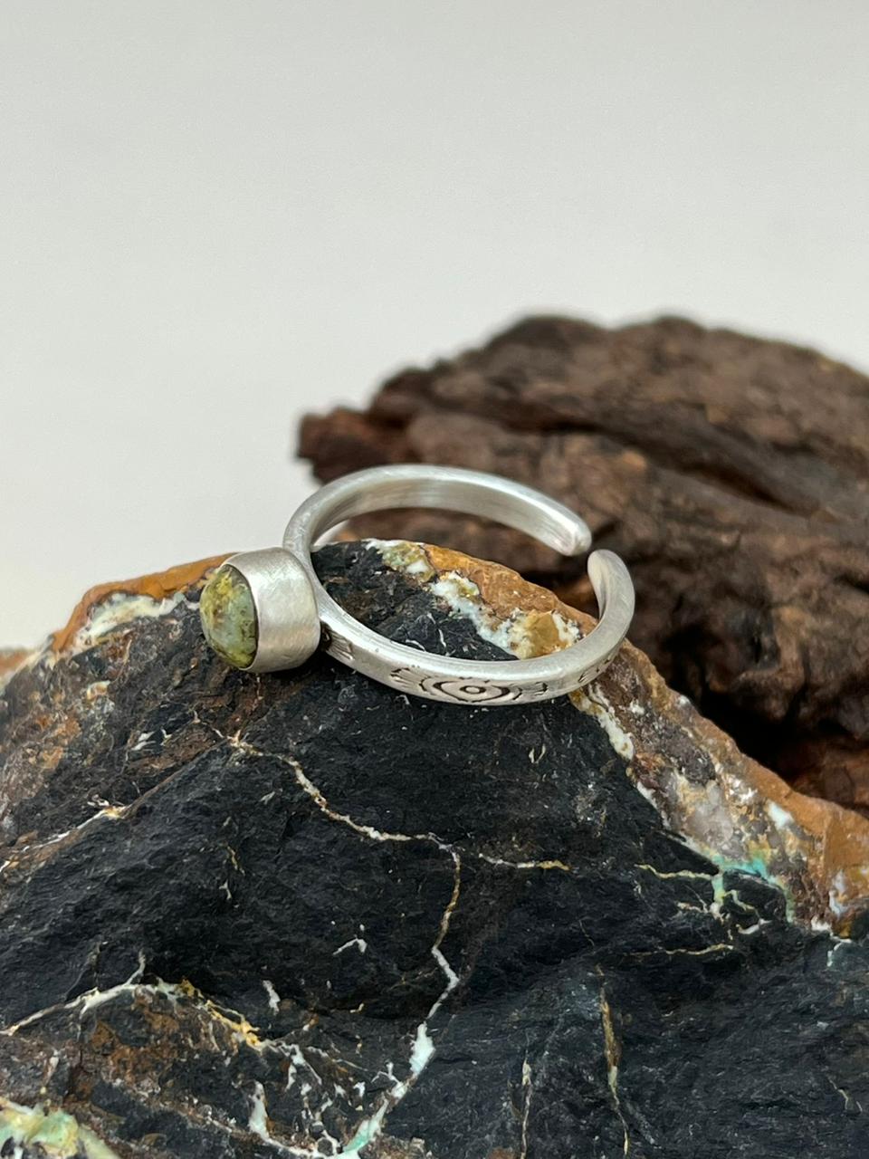 Handmade Sterling Silver Palomino Turquoise Adjustable Ring "Signed Nizhoni"