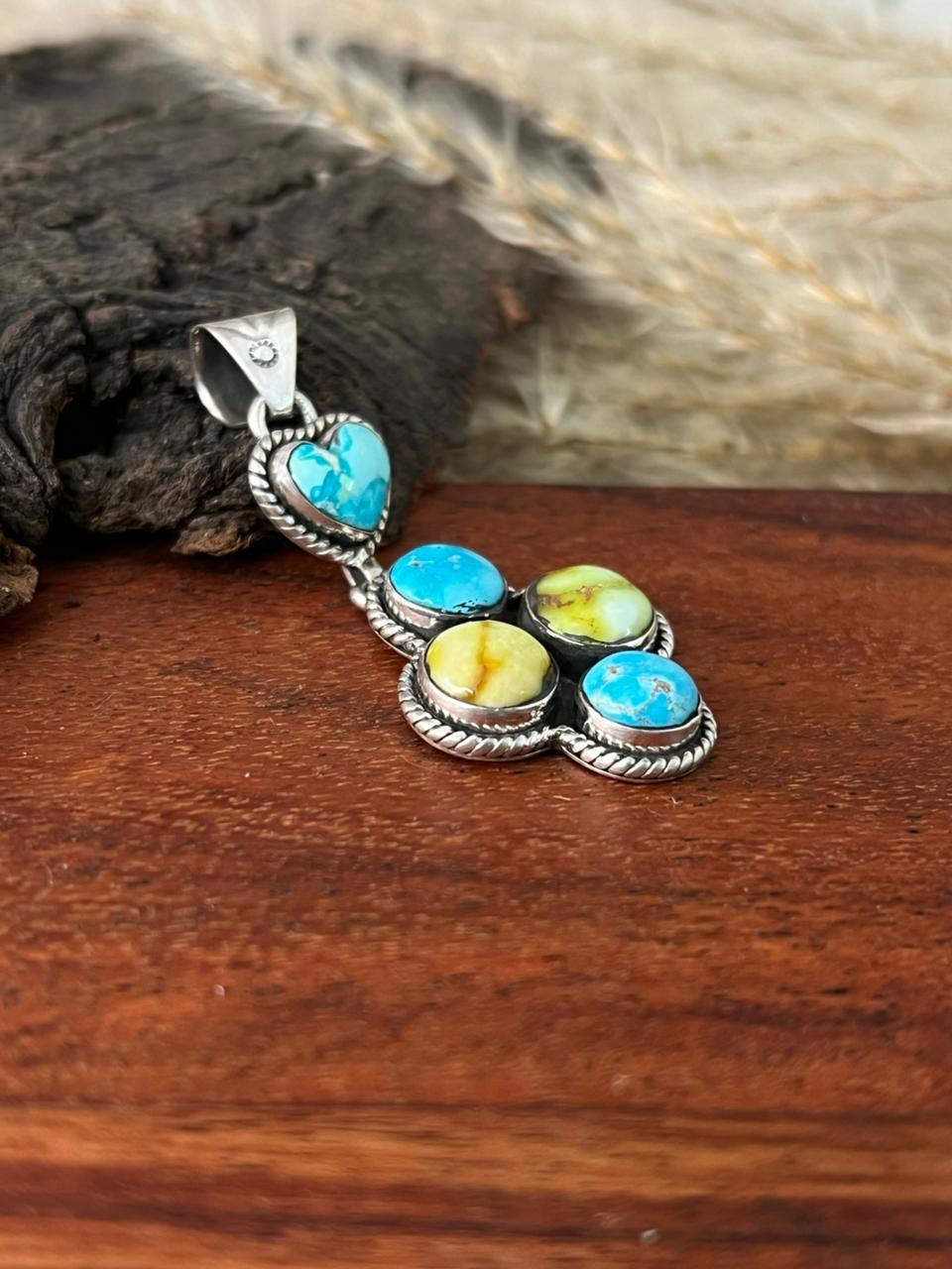 Handmade Sterling Silver Sierra Bella with Palomino Turquoise Collection: Pendant "Signed Nizhoni"