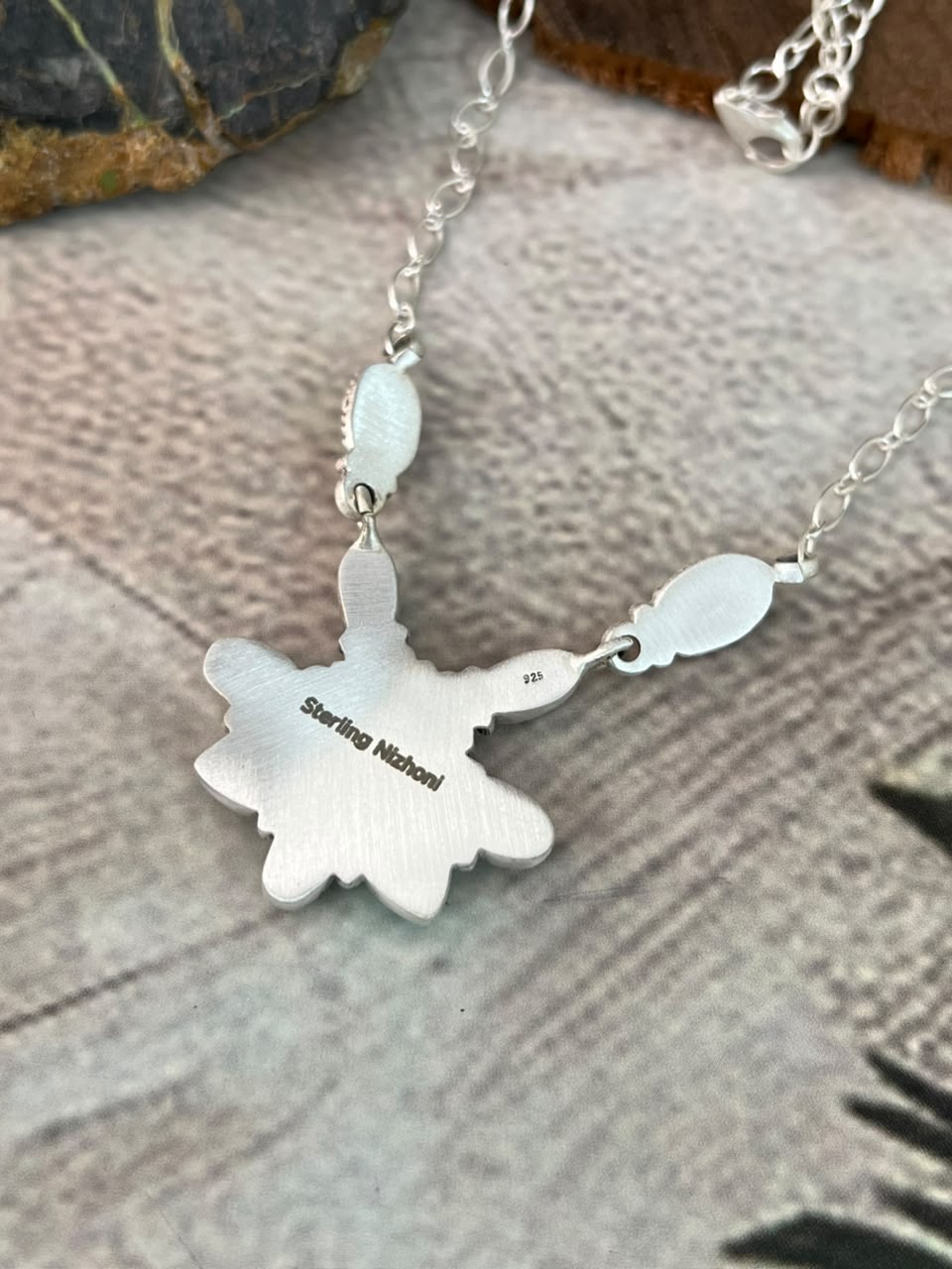 Handmade Sterling Silver Kingman Turquoise Necklace Signed Nizhoni