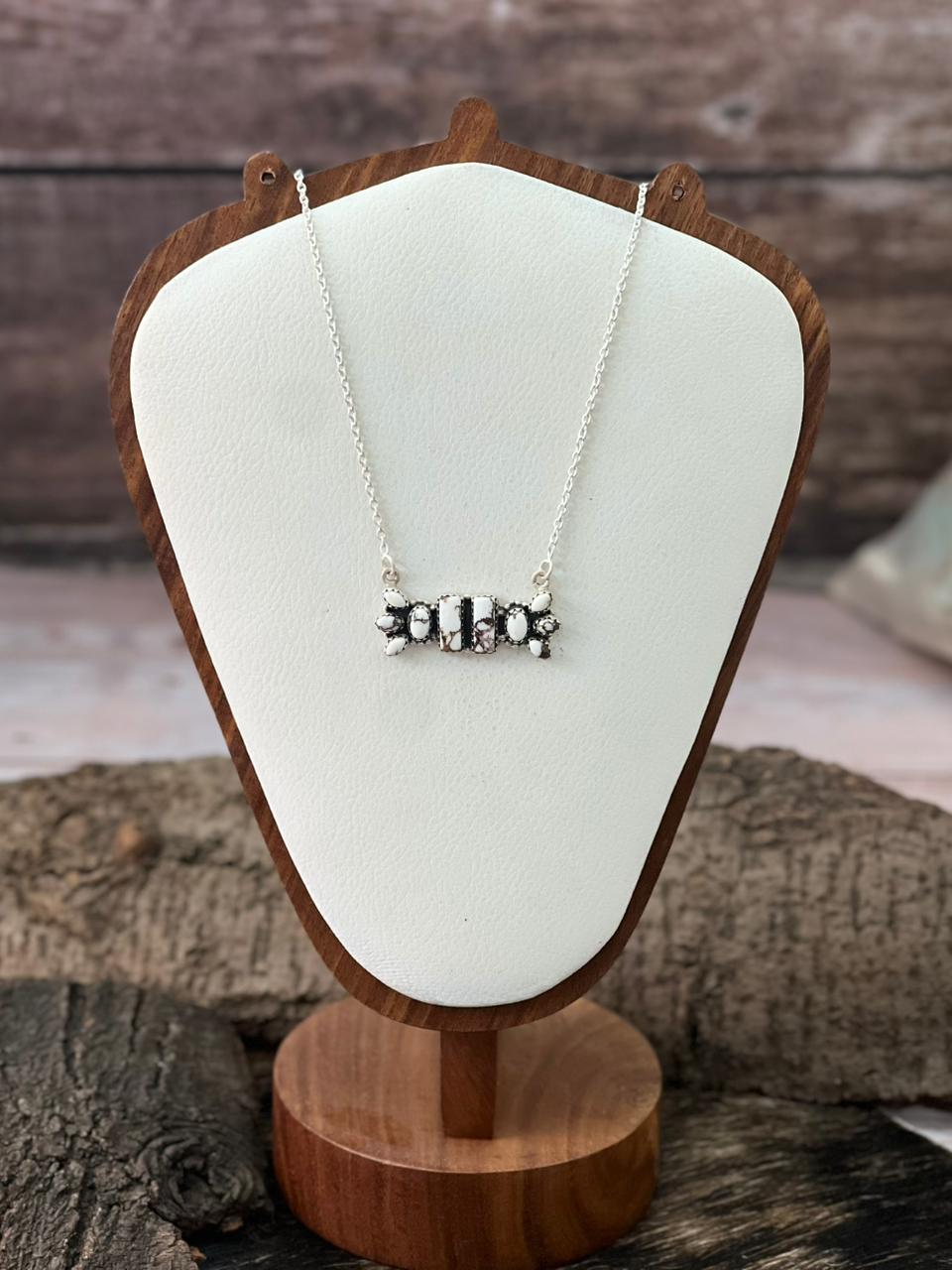 Handmade Sterling Silver Wildhorse Magnesite Necklace "Signed Nizhoni"