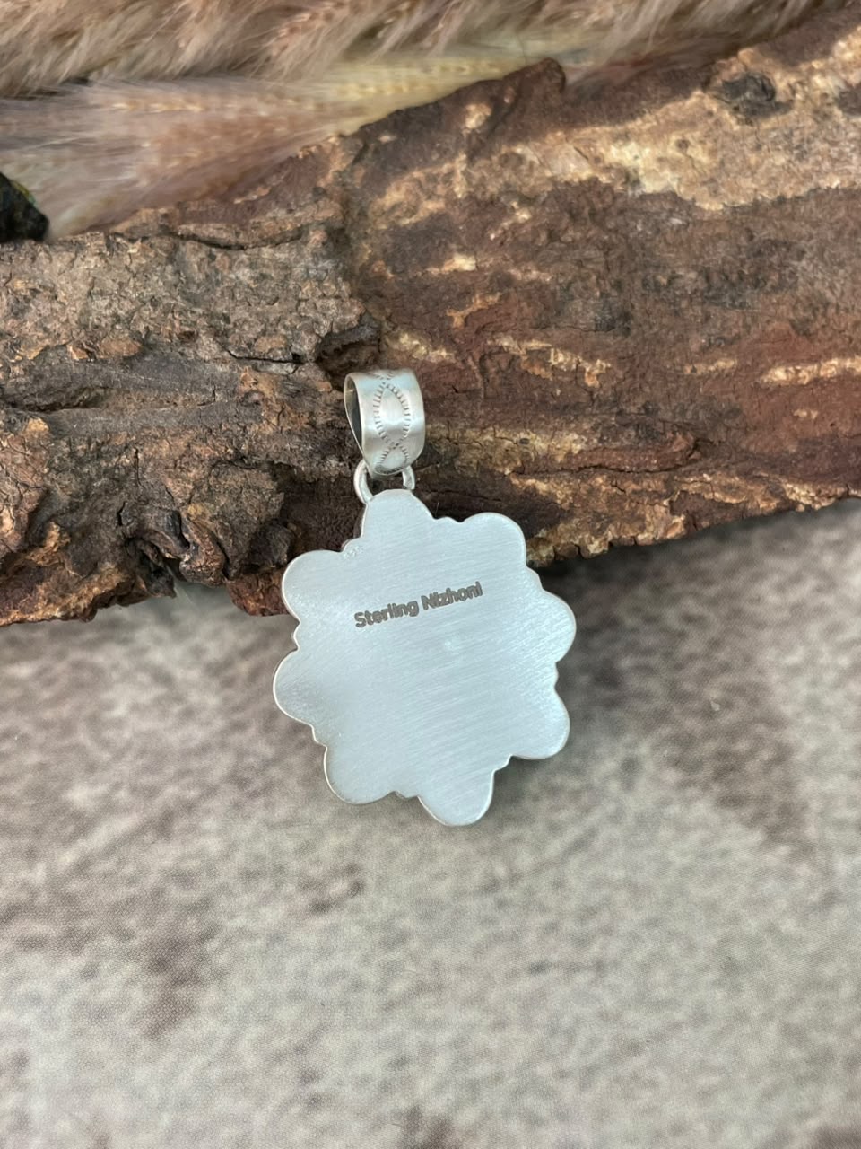 Handmade Sterling Silver Number 8 Turquoise Collection: Pendant Signed Nizhoni
