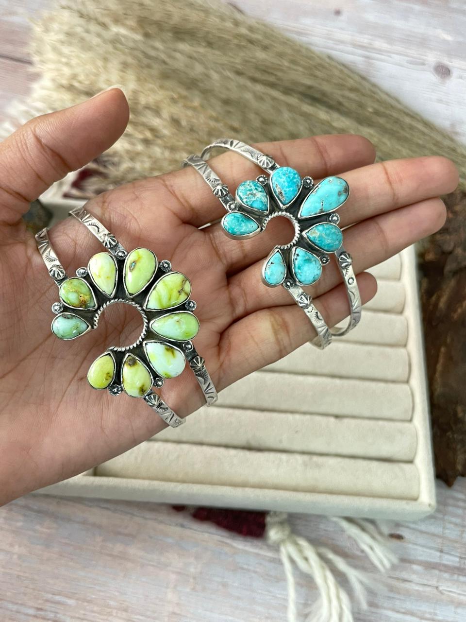 Handmade Sterling Silver Multi Stone Cuff Bracelet "Signed Nizhoni"