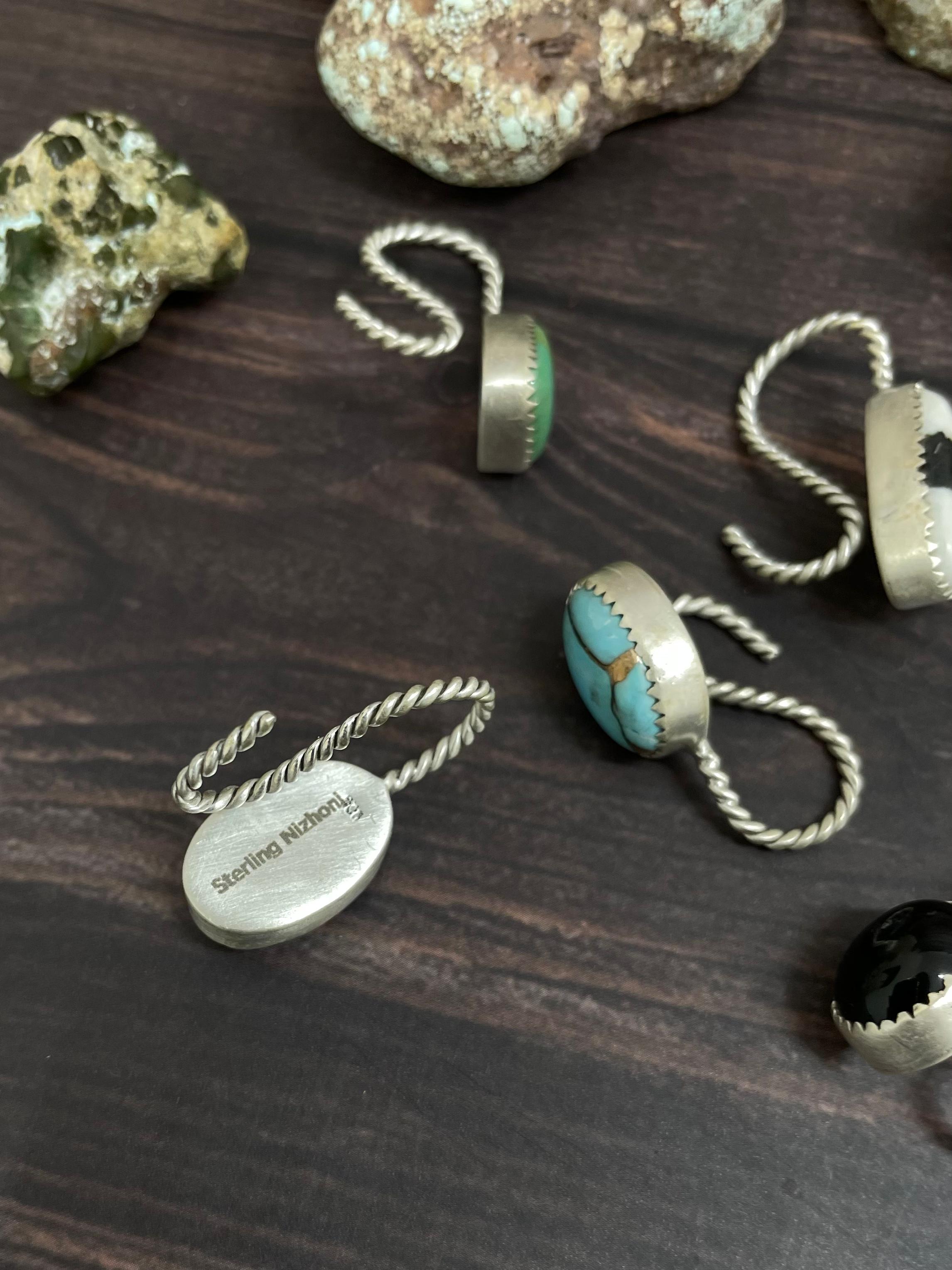 Handmade Sterling Silver Multi Stone Hat Pin Signed Nizhoni