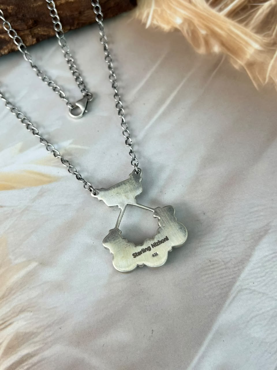 Handmade Sterling Silver Christmas Dahlia Collection: Necklace Signed Nizhoni
