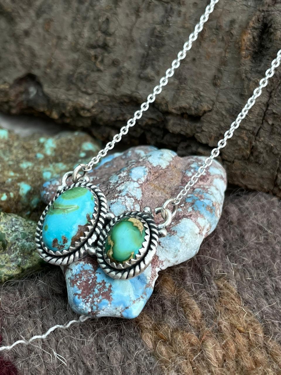 Handmade Sterling Silver Sonoran Mountain Turquoise Necklace "Signed Nizhoni"