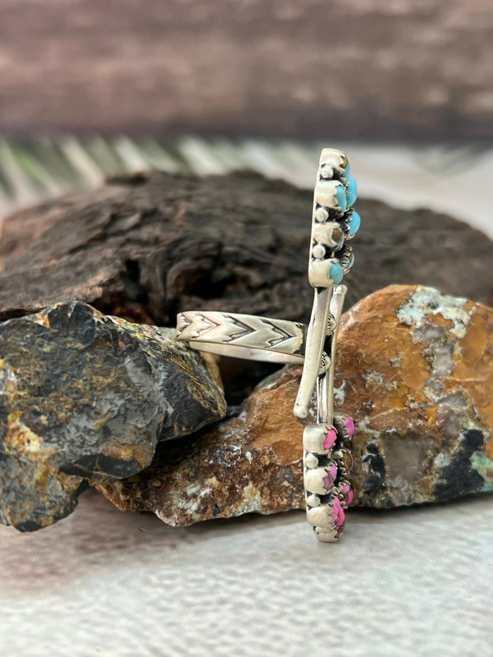 Handmade Sterling Silver Cotton Candy Adjustable Ring " Signed Nizhoni"