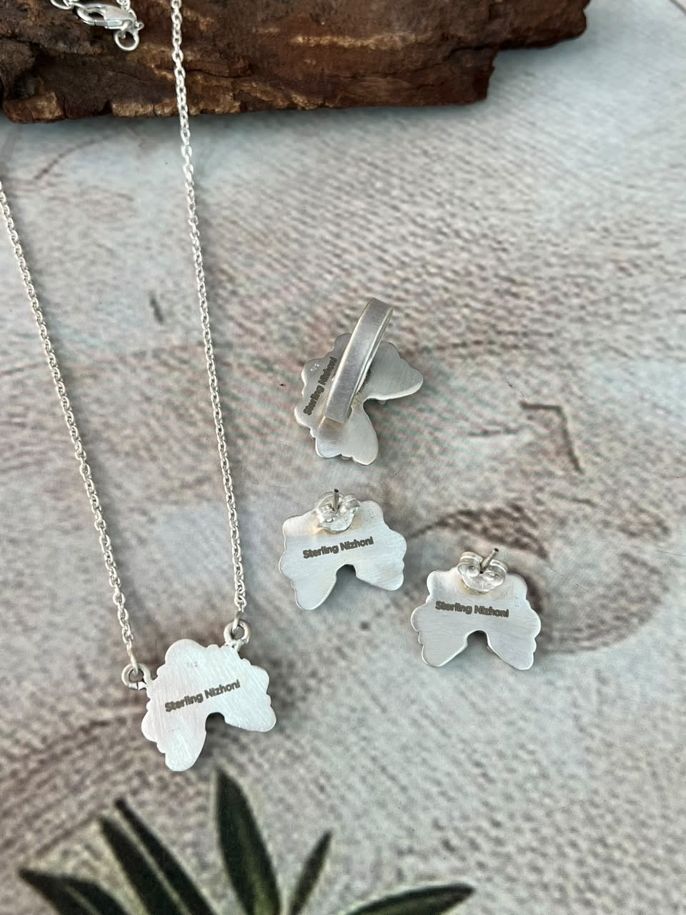 Handmade Sterling Silver Beautiful Necklace Ring and Earrings Set Signed Nizhoni