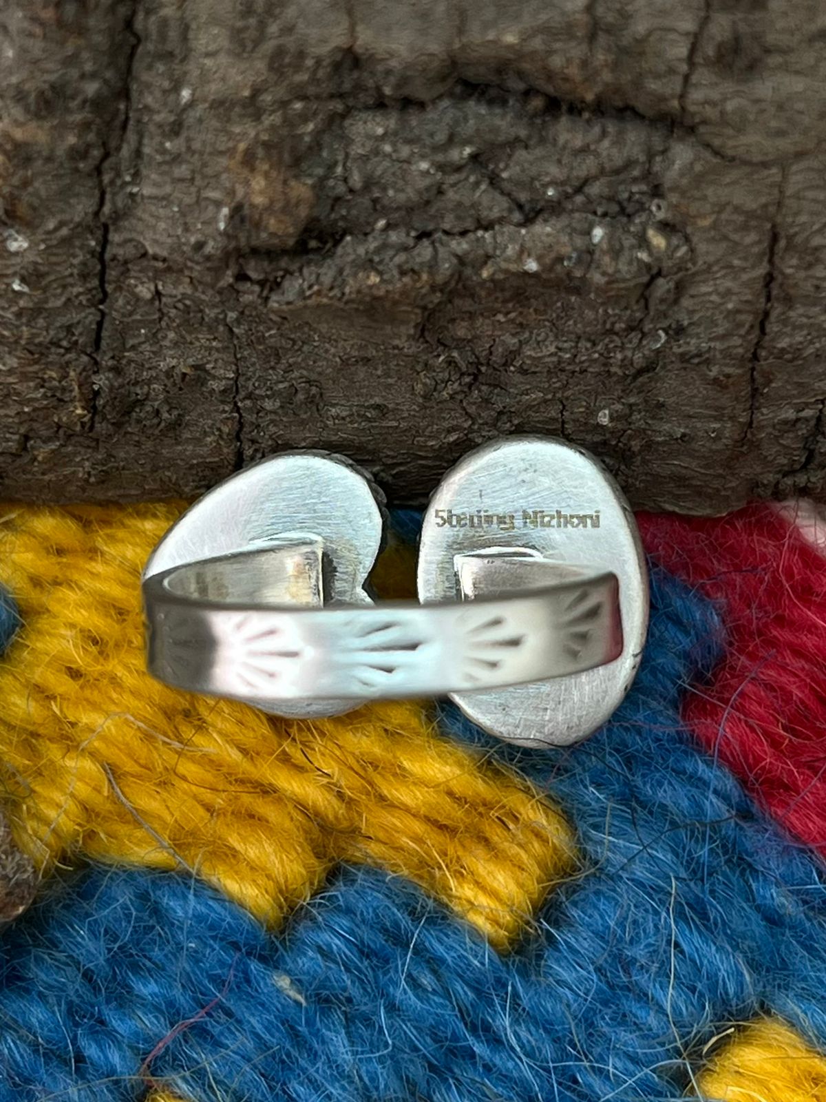 Handmade Sterling Silver Sonoran Mountain Turquoise Adjustable Ring "Signed Nizhoni"