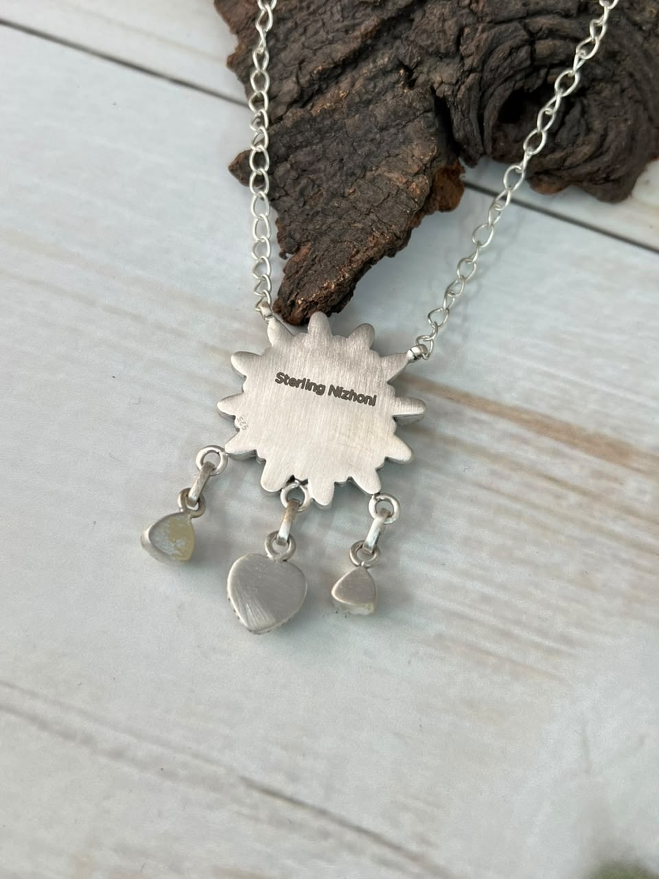 Handmade Sterling Silver Palomino with Kingman Turquoise Necklace Signed Nizhoni