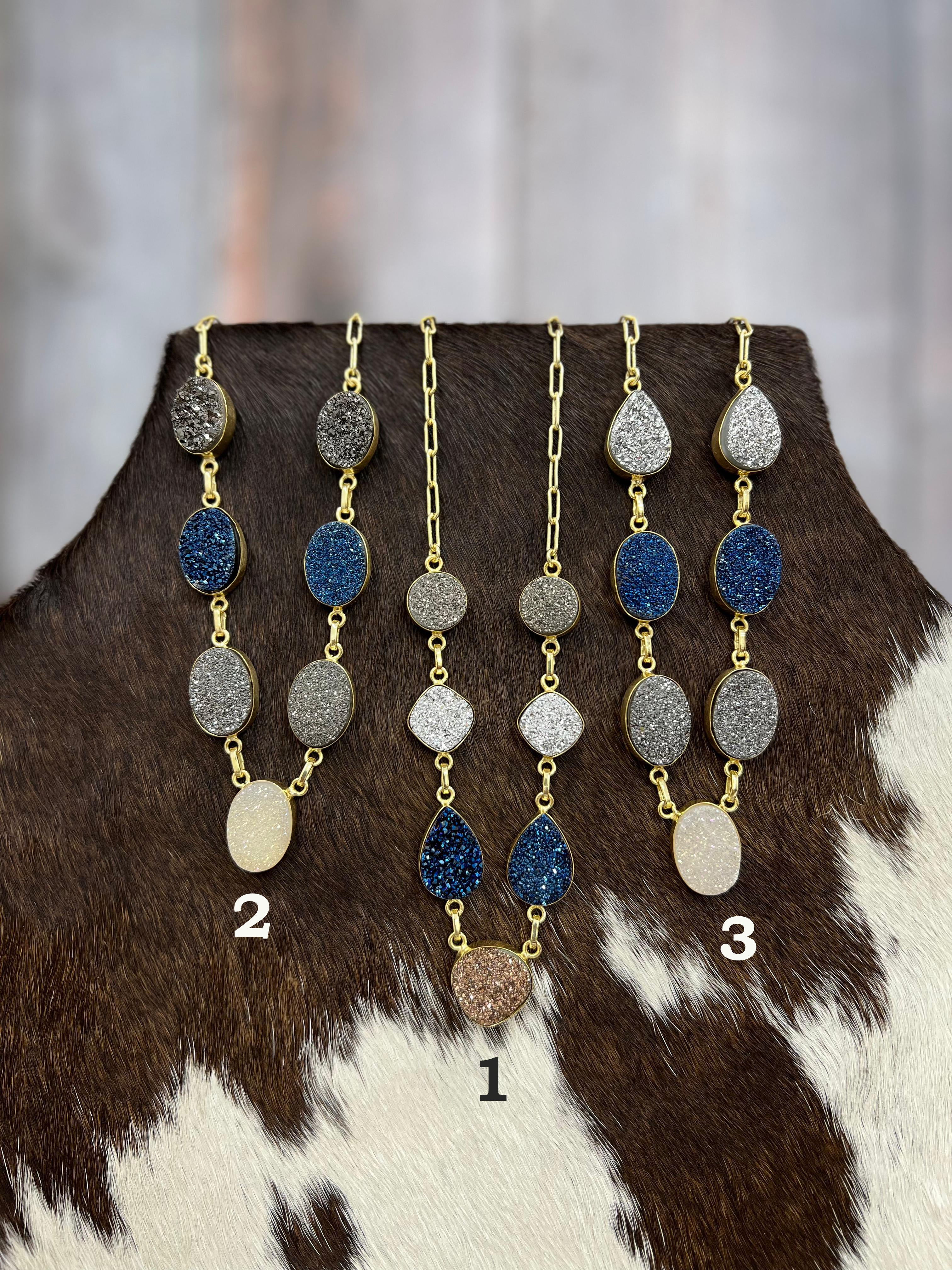 “The Boho Collection” Handmade Natural Multi-Color Druzy Necklace