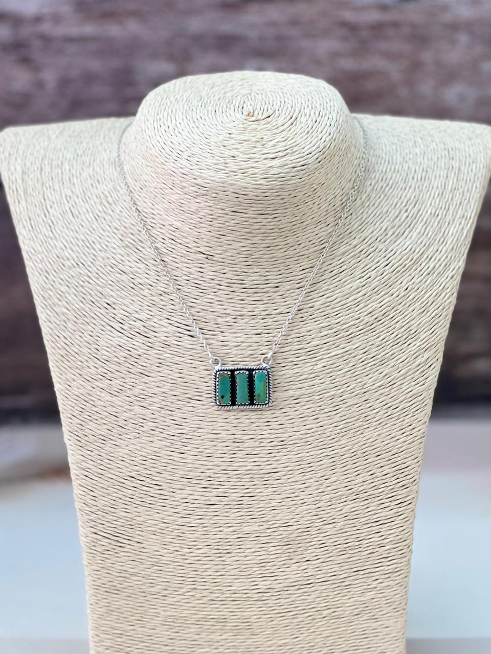 Handmade Sterling Silver Kingman Turquoise Necklace "Signed Nizhoni"