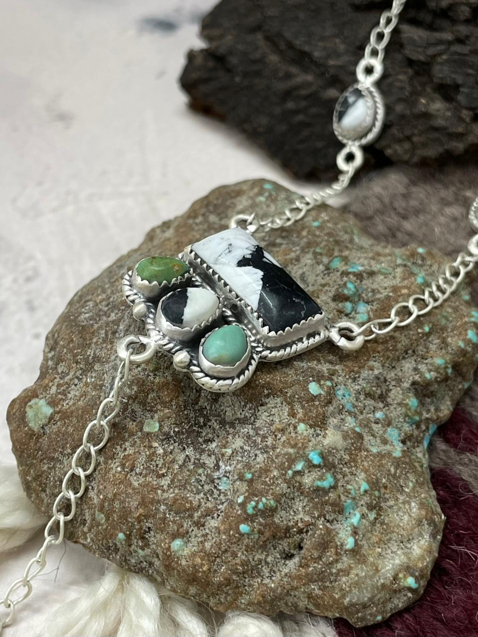 Handmade Sterling Silver Multistone Necklace "Signed Nizhoni"